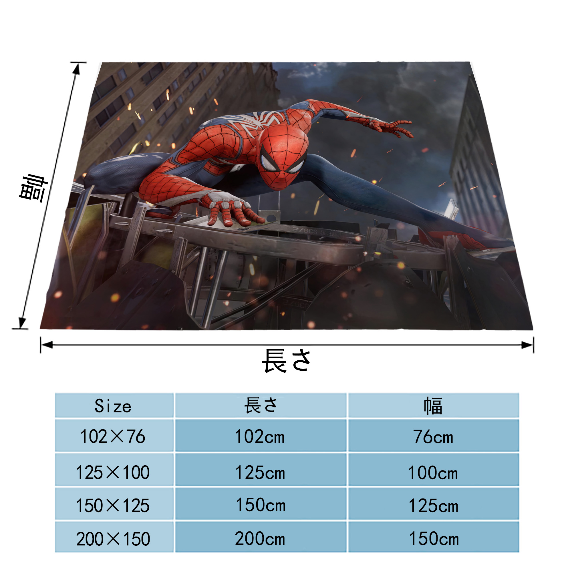 Spider Man スパイダーマン フランネルブランケット・多サイズ対応（横型）