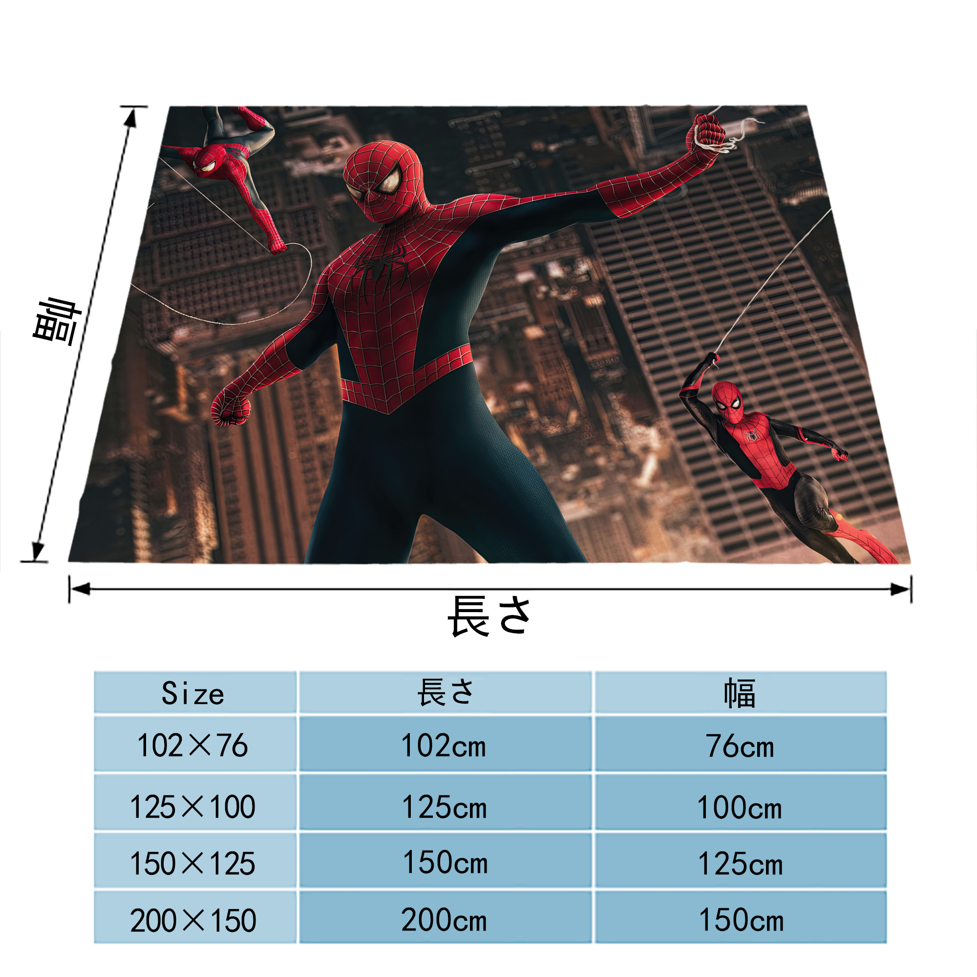 Spider Man スパイダーマン フランネルブランケット・多サイズ対応（横型）
