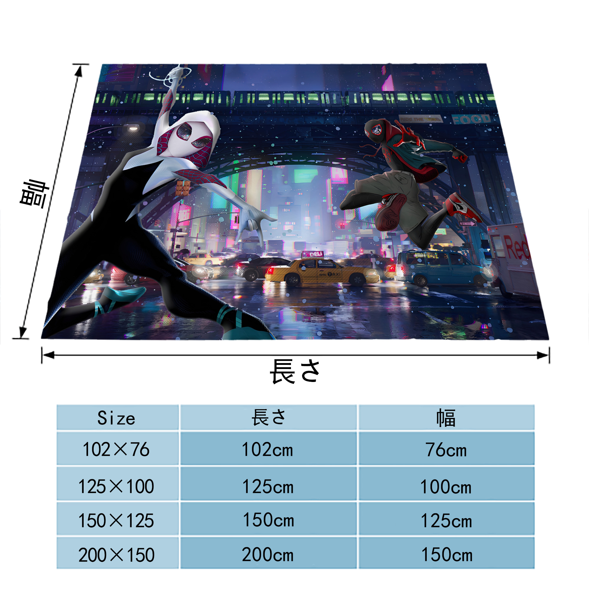 Spider Man スパイダーマン フランネルブランケット・多サイズ対応（横型）
