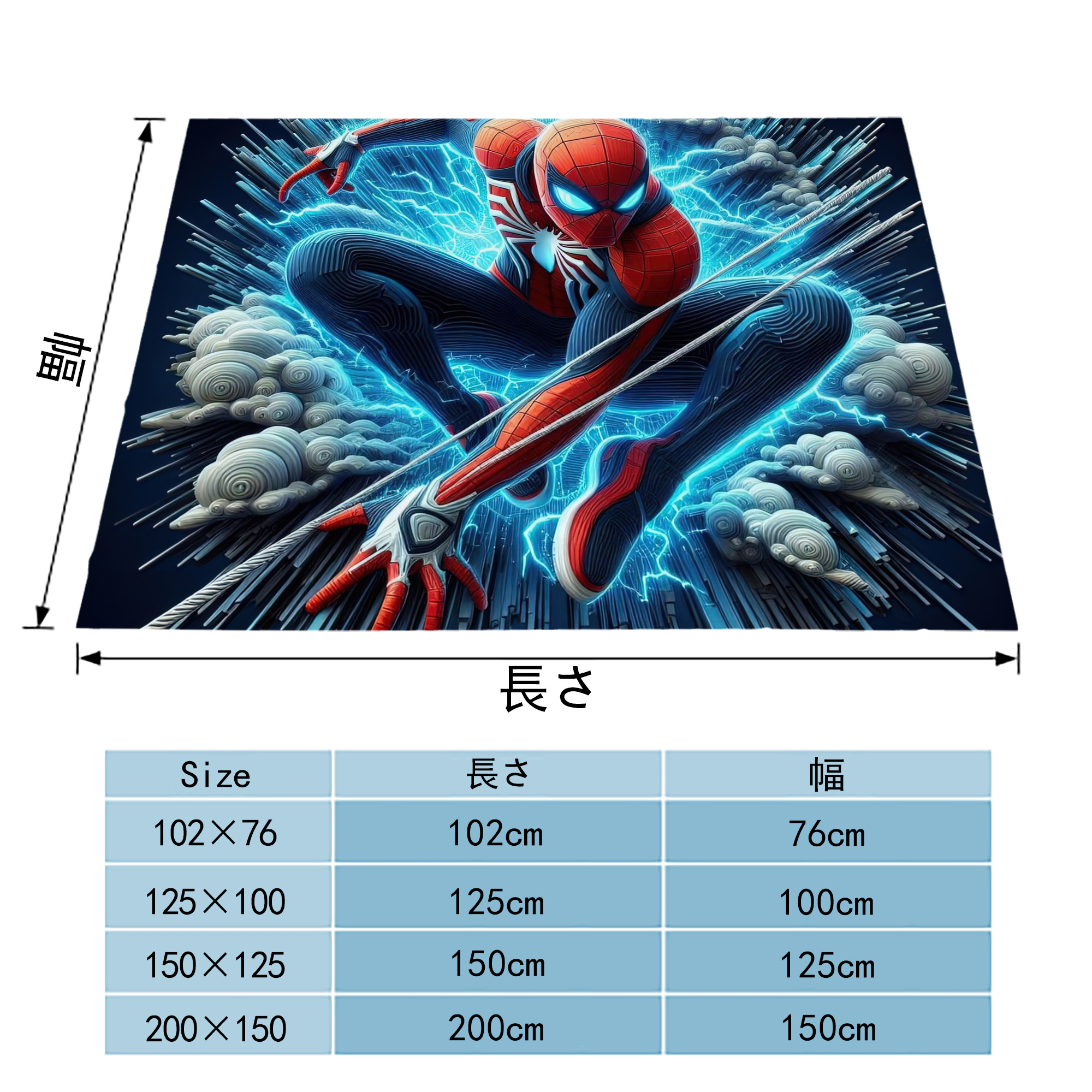 Spider Man スパイダーマン フランネルブランケット・多サイズ対応（横型）