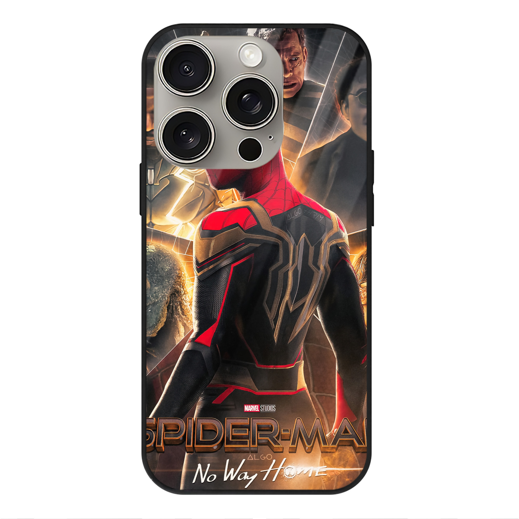 （画像用） Spider Man スパイダーマン 【iPhone15Pro対応】スマホケース 耐衝撃＆黄変防止 背面ガラス
