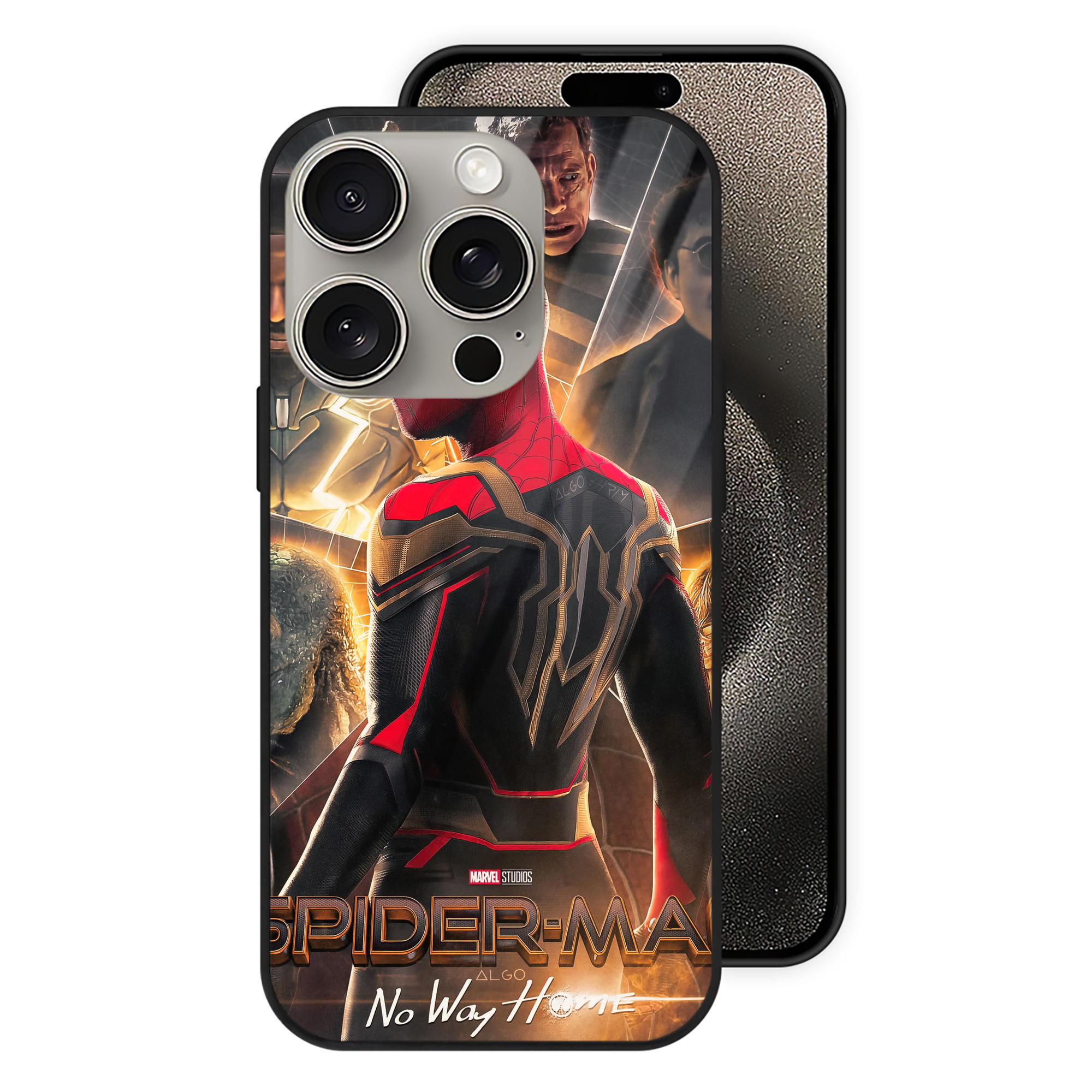 （画像用） Spider Man スパイダーマン 【iPhone15Pro対応】スマホケース 耐衝撃＆黄変防止 背面ガラス