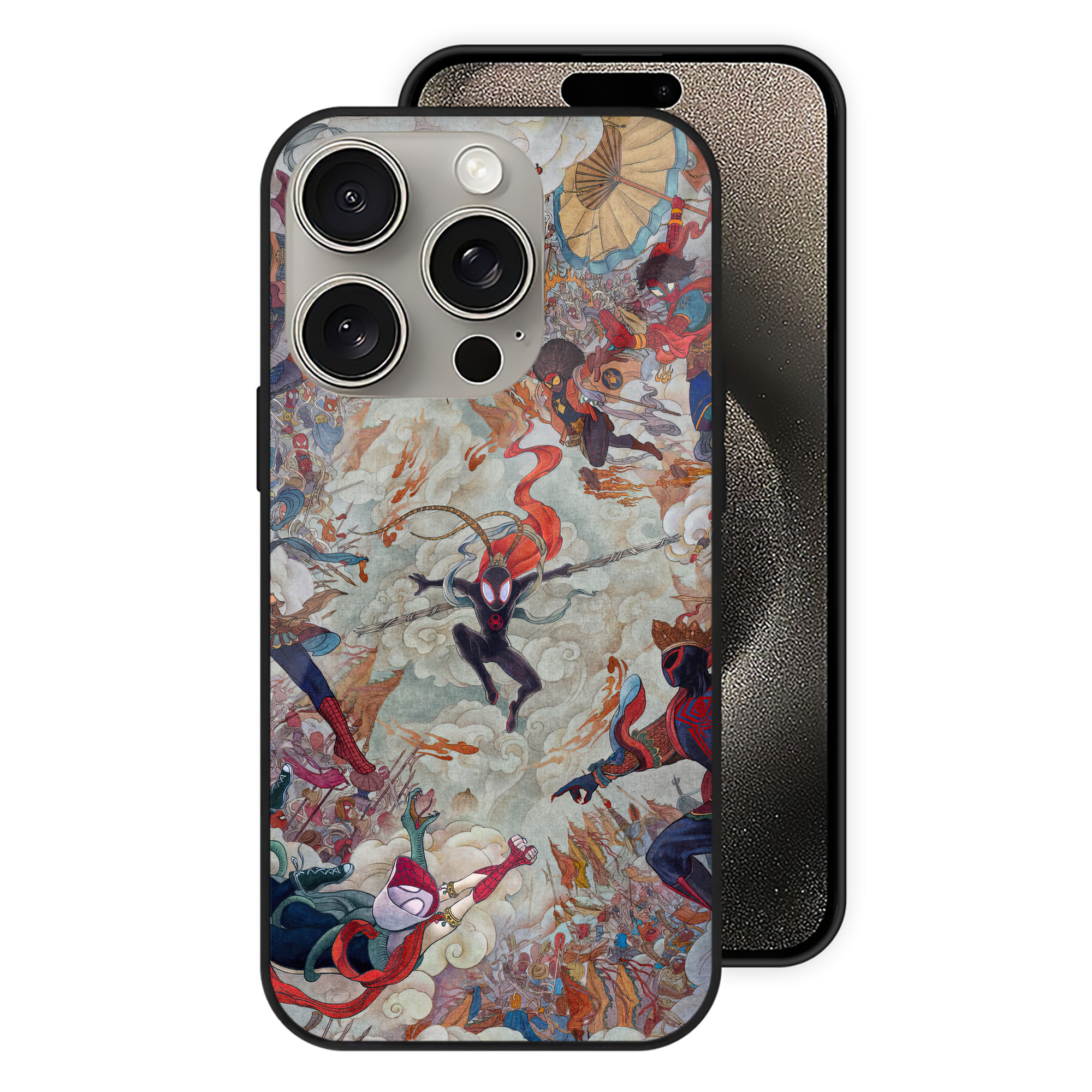 Spider Man スパイダーマン 【iPhone15Pro対応】スマホケース 耐衝撃＆黄変防止 背面ガラス