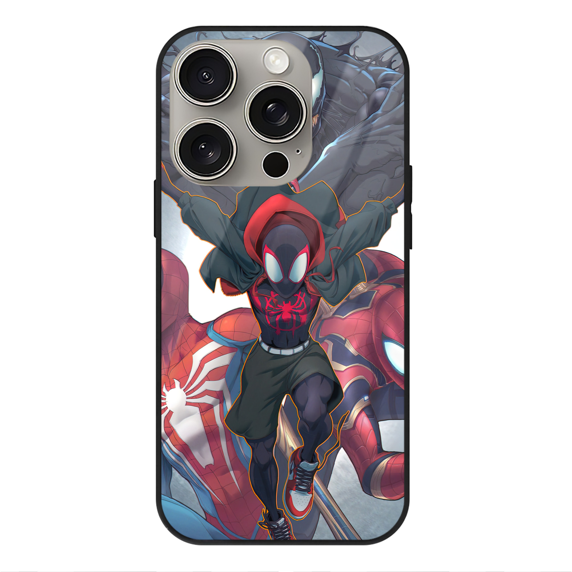 （画像用） Spider Man スパイダーマン 【iPhone15Pro対応】スマホケース 耐衝撃＆黄変防止 背面ガラス