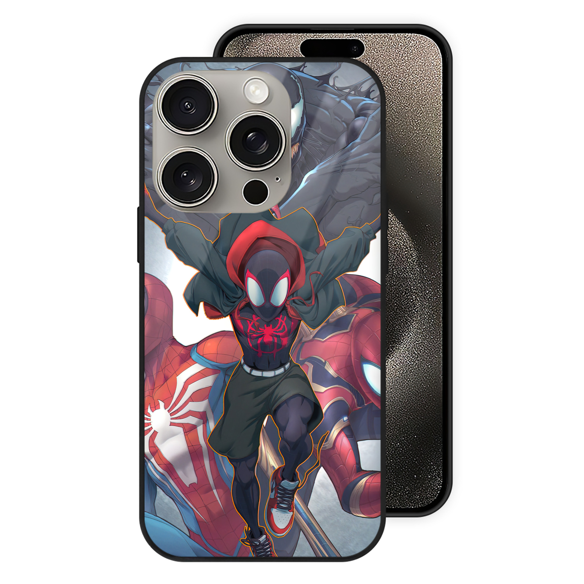 （画像用） Spider Man スパイダーマン 【iPhone15Pro対応】スマホケース 耐衝撃＆黄変防止 背面ガラス