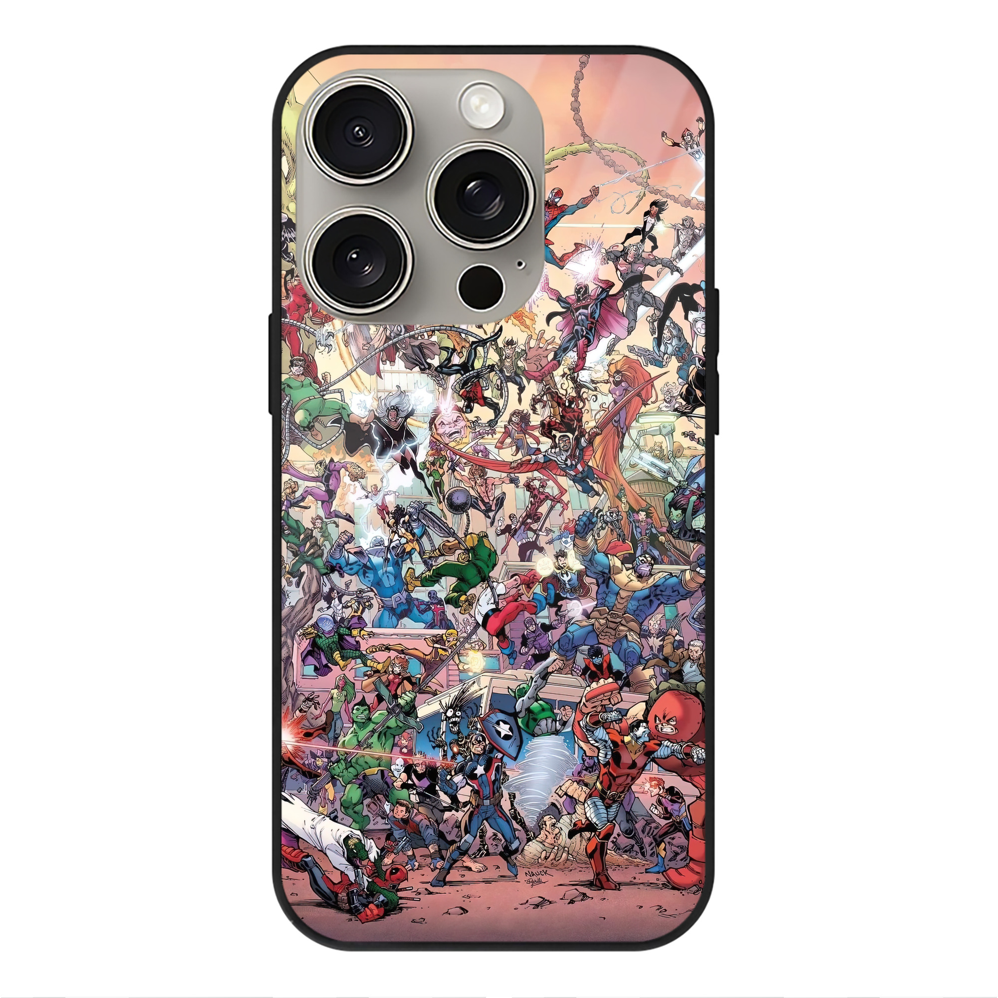 （画像用） Spider Man スパイダーマン 【iPhone15Pro対応】スマホケース 耐衝撃＆黄変防止 背面ガラス