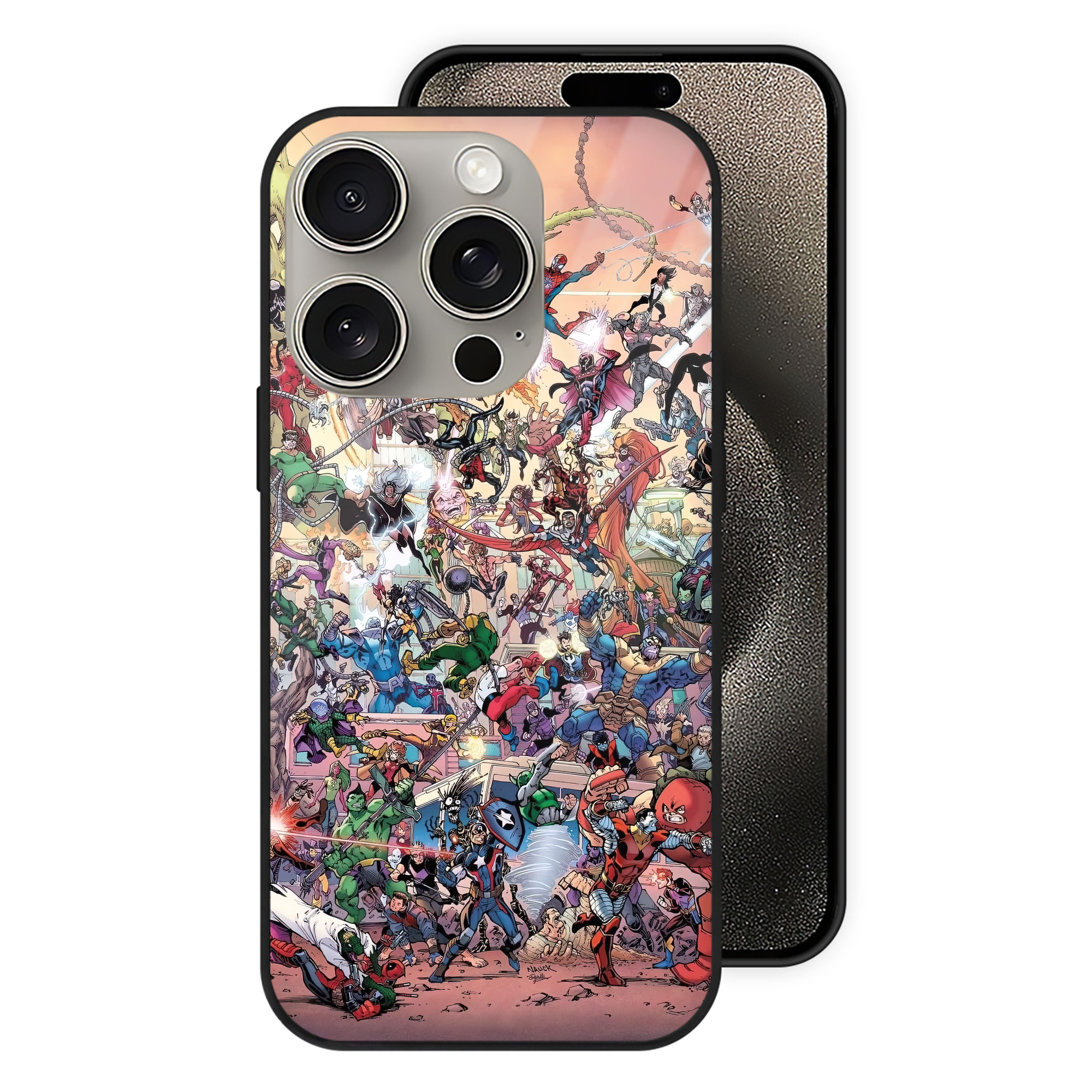（画像用） Spider Man スパイダーマン 【iPhone15Pro対応】スマホケース 耐衝撃＆黄変防止 背面ガラス