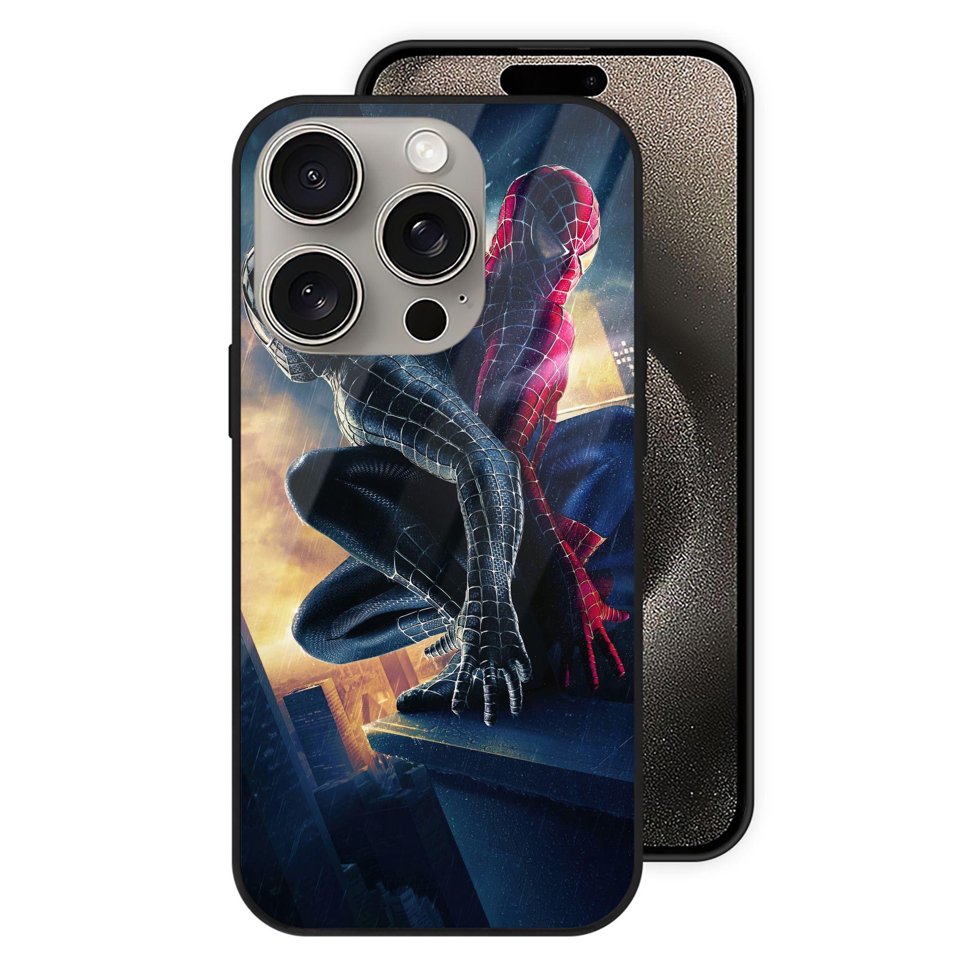 （画像用） Spider Man スパイダーマン 【iPhone15Pro対応】スマホケース 耐衝撃＆黄変防止 背面ガラス