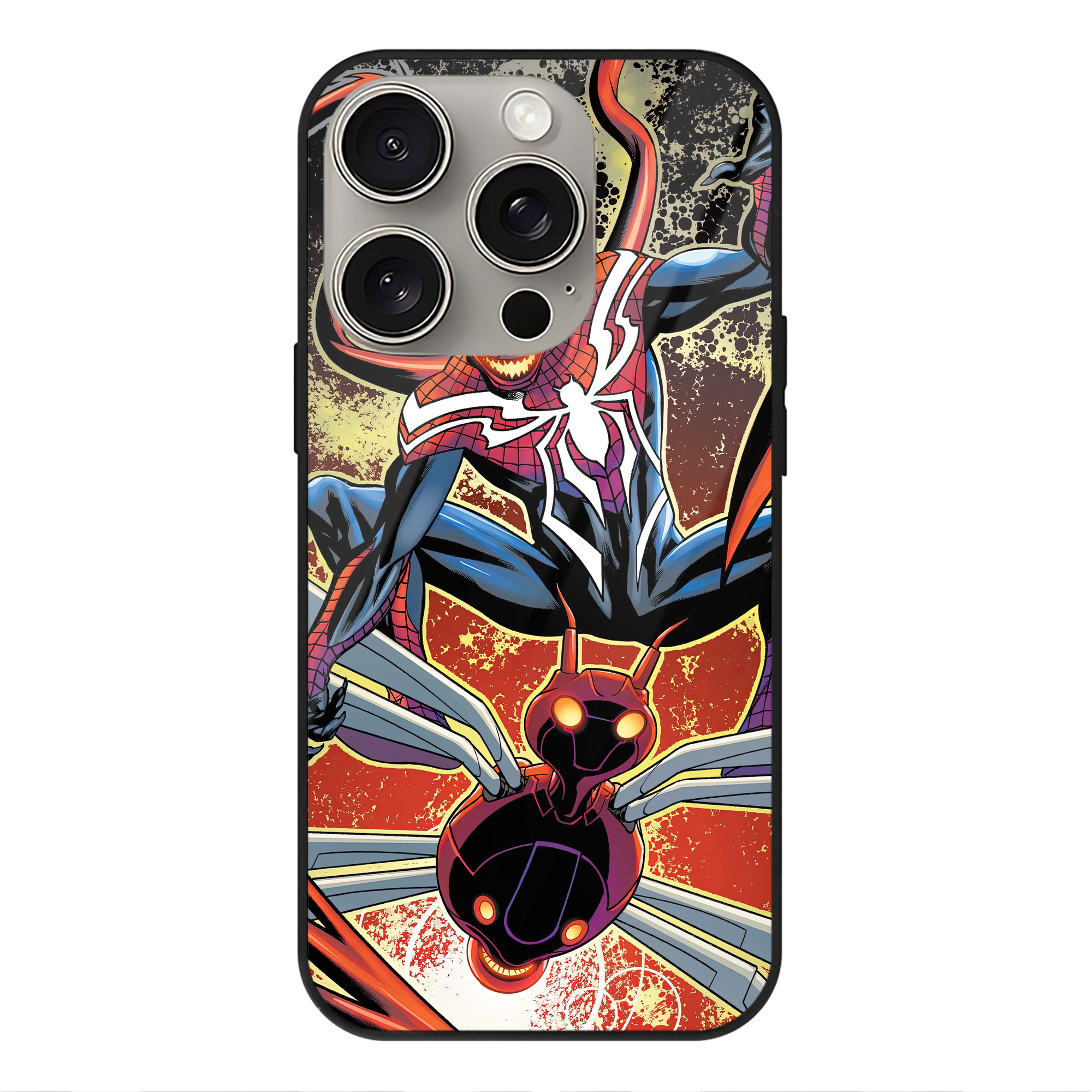 Spider Man スパイダーマン 【iPhone15Pro対応】スマホケース 耐衝撃＆黄変防止 背面ガラス