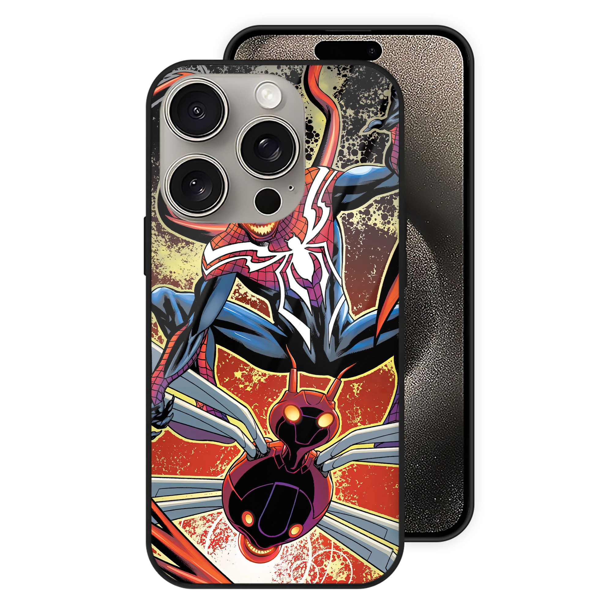 Spider Man スパイダーマン 【iPhone15Pro対応】スマホケース 耐衝撃＆黄変防止 背面ガラス