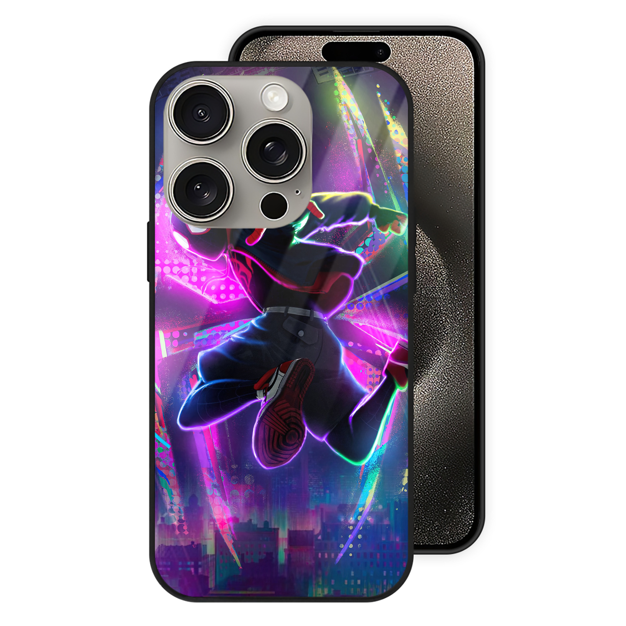 Spider Man スパイダーマン 【iPhone15Pro対応】スマホケース 耐衝撃＆黄変防止 背面ガラス