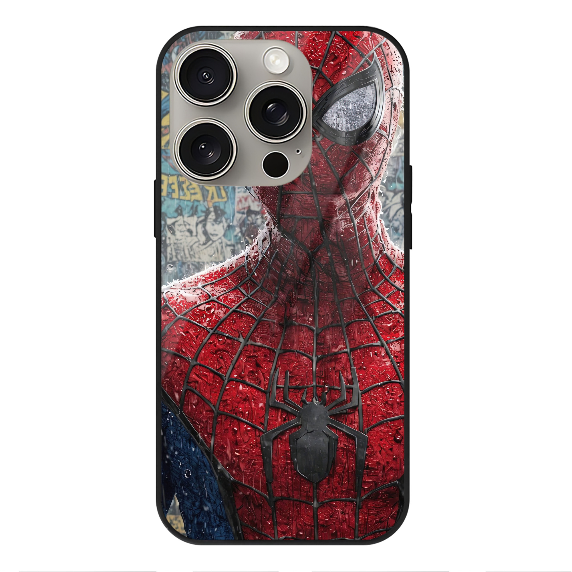 Spider Man スパイダーマン 【iPhone15Pro対応】スマホケース 耐衝撃＆黄変防止 背面ガラス