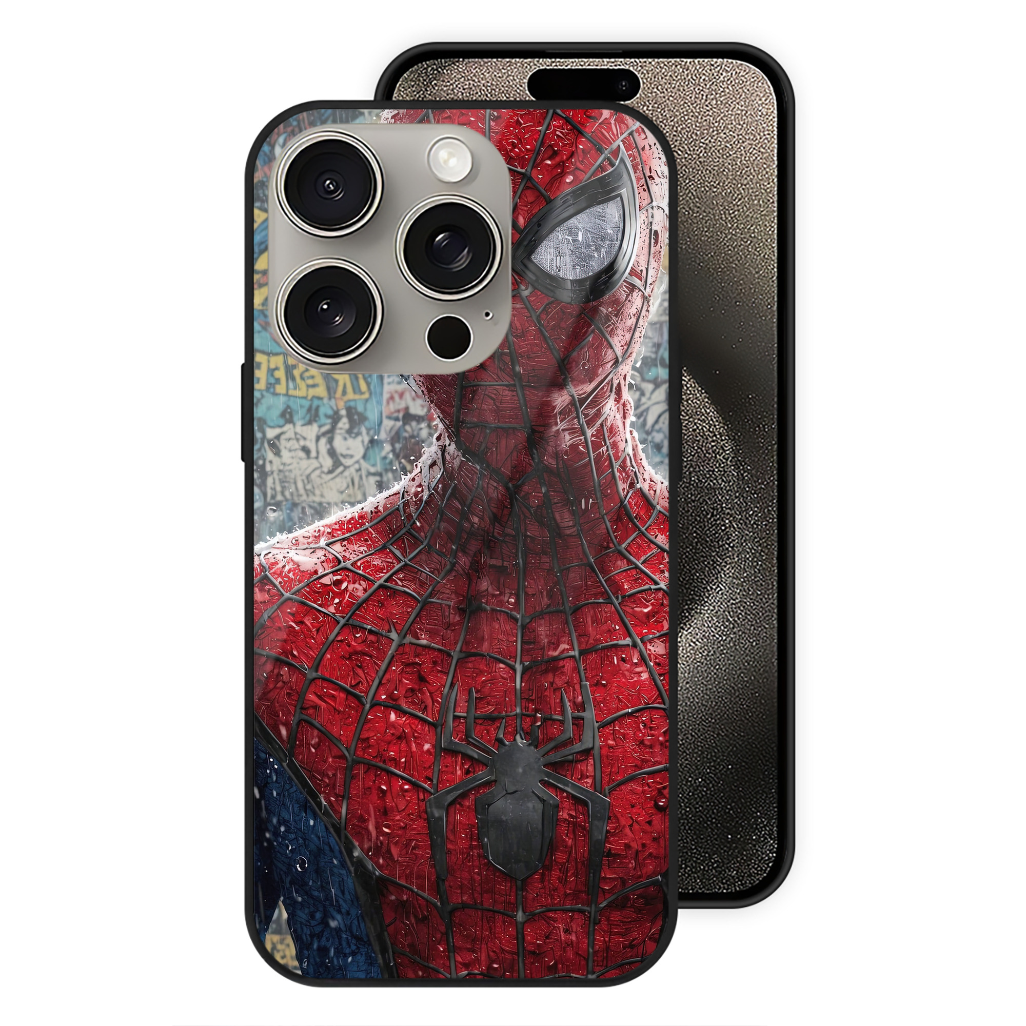 Spider Man スパイダーマン 【iPhone15Pro対応】スマホケース 耐衝撃＆黄変防止 背面ガラス