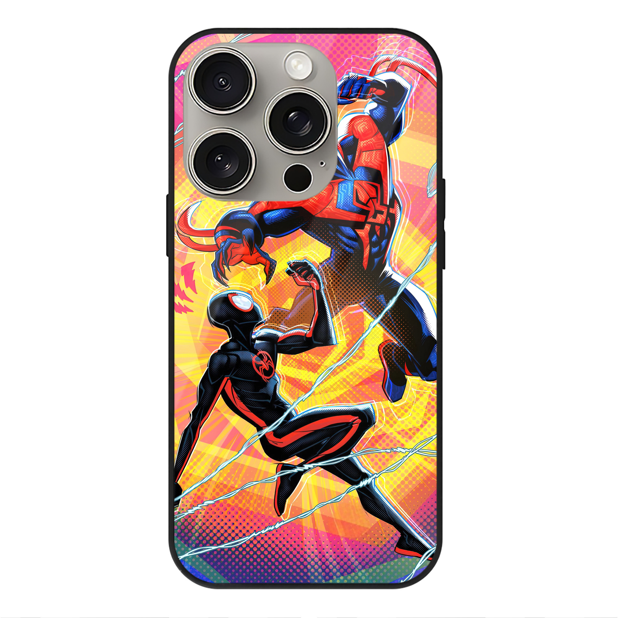 Spider Man スパイダーマン 【iPhone15Pro対応】スマホケース 耐衝撃＆黄変防止 背面ガラス