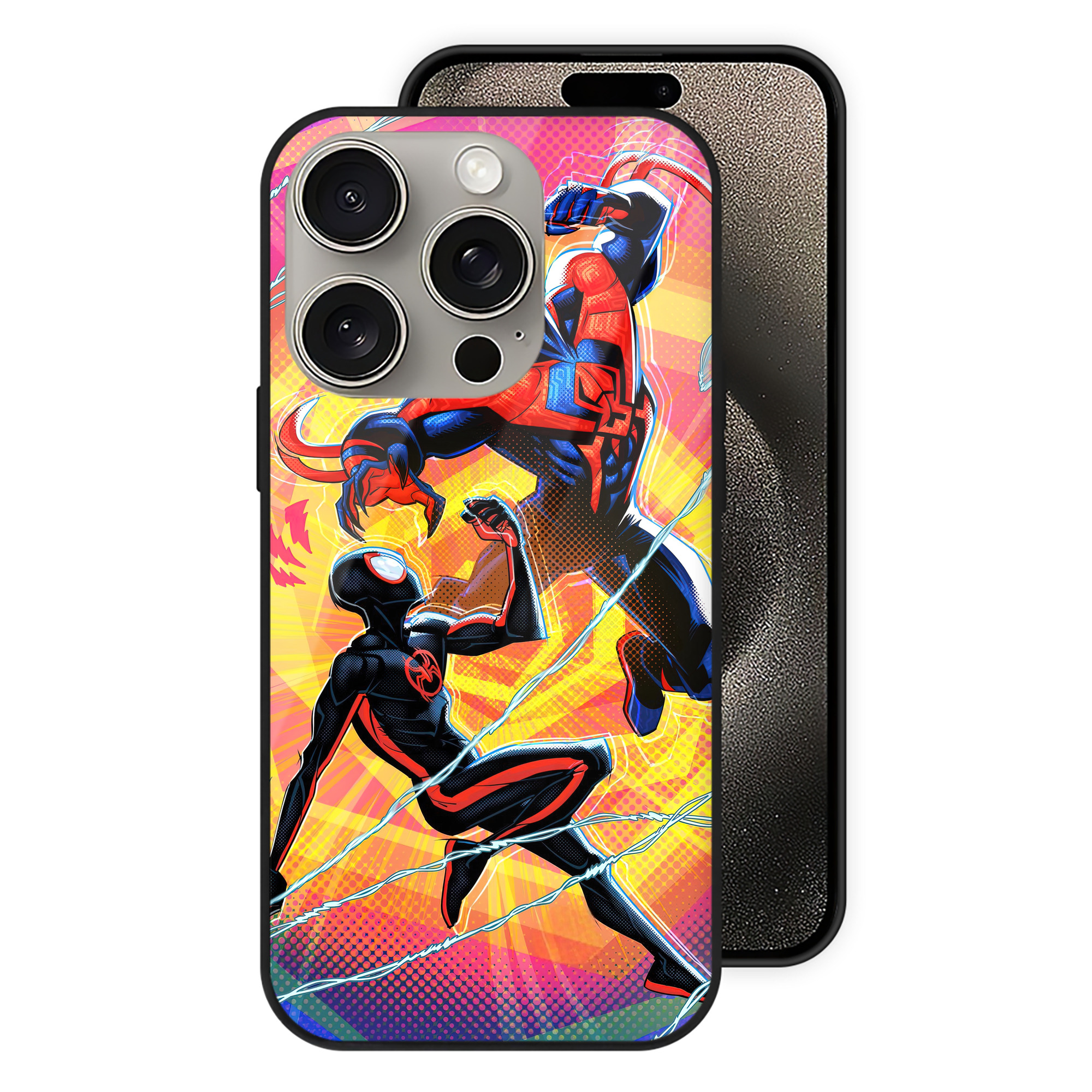 Spider Man スパイダーマン 【iPhone15Pro対応】スマホケース 耐衝撃＆黄変防止 背面ガラス