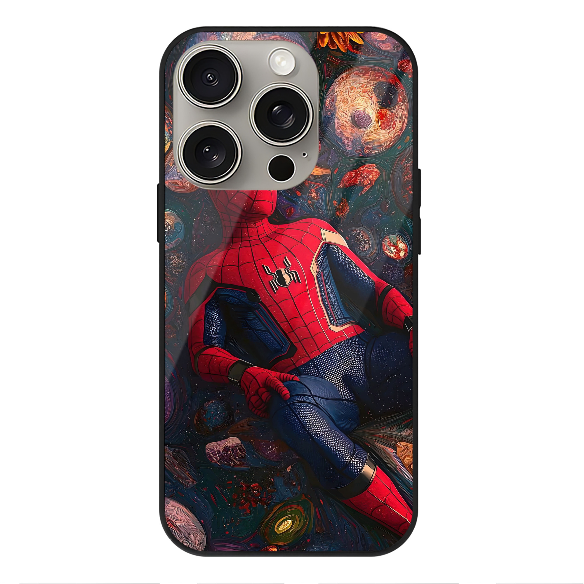 （画像用） Spider Man スパイダーマン 【iPhone15Pro対応】スマホケース 耐衝撃＆黄変防止 背面ガラス