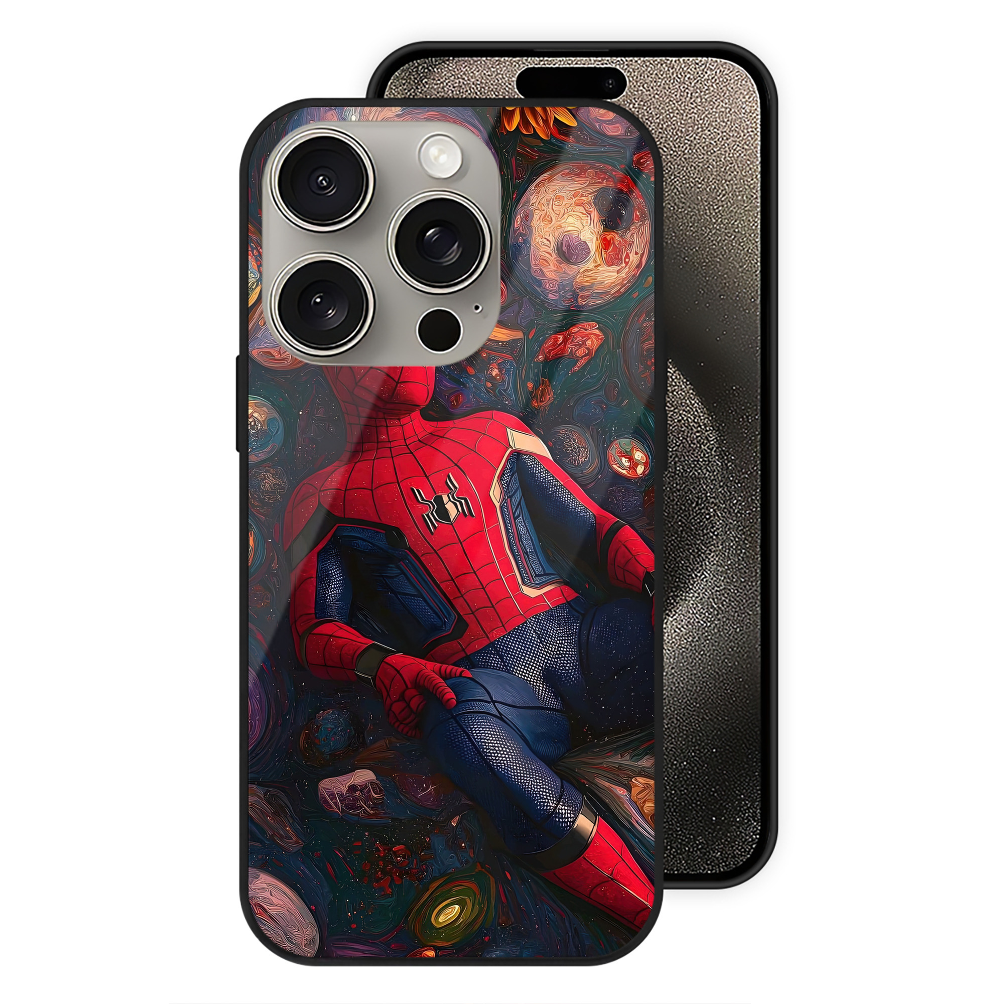 （画像用） Spider Man スパイダーマン 【iPhone15Pro対応】スマホケース 耐衝撃＆黄変防止 背面ガラス