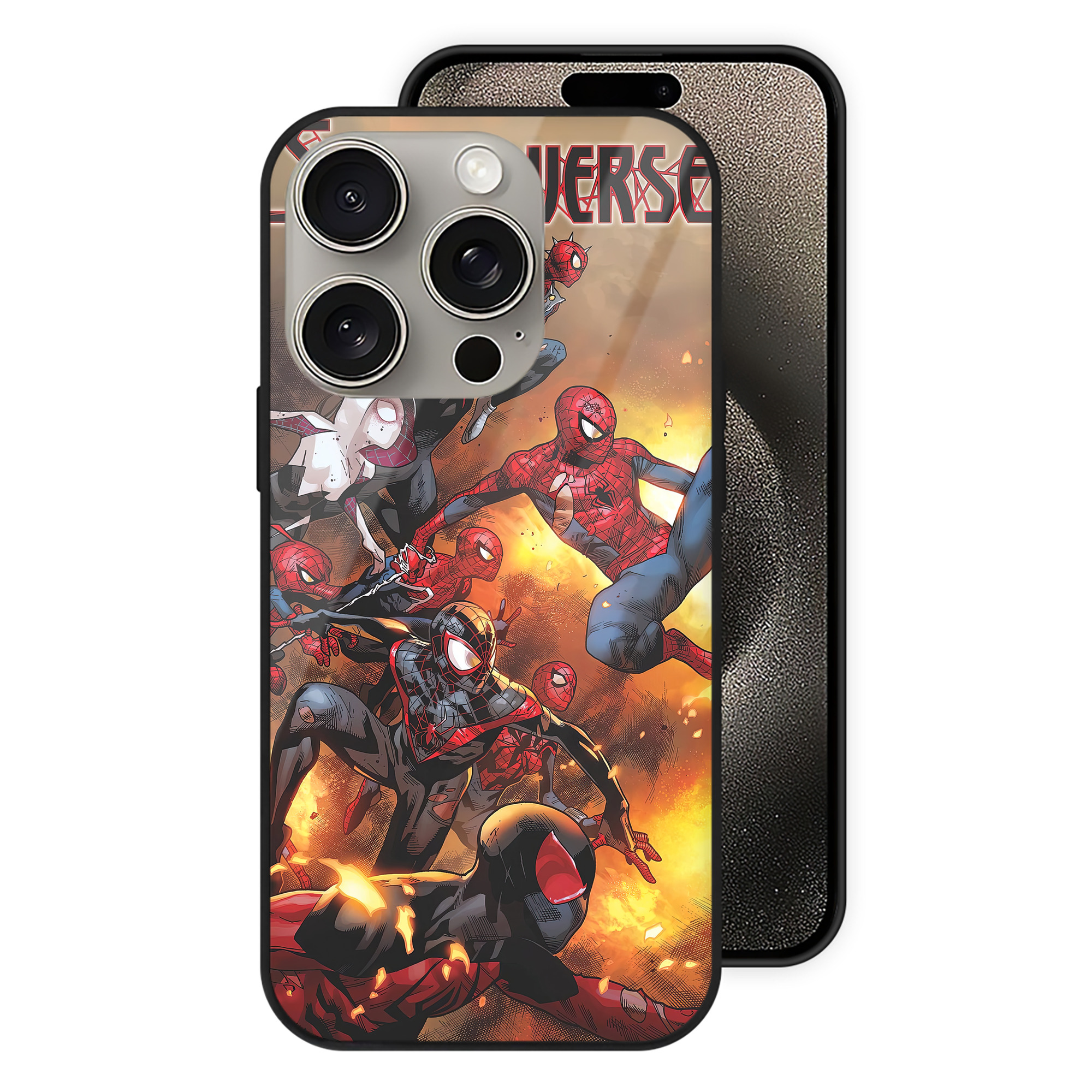 （画像用） Spider Man スパイダーマン 【iPhone15Pro対応】スマホケース 耐衝撃＆黄変防止 背面ガラス