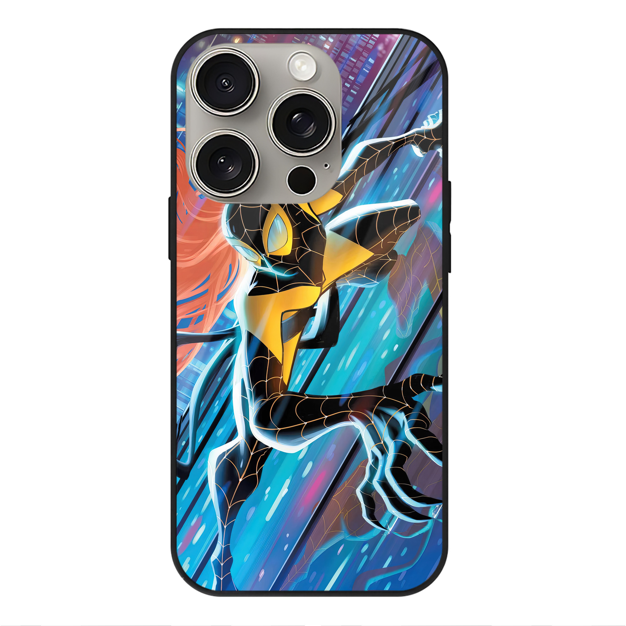 （画像用） Spider Man スパイダーマン 【iPhone15Pro対応】スマホケース 耐衝撃＆黄変防止 背面ガラス