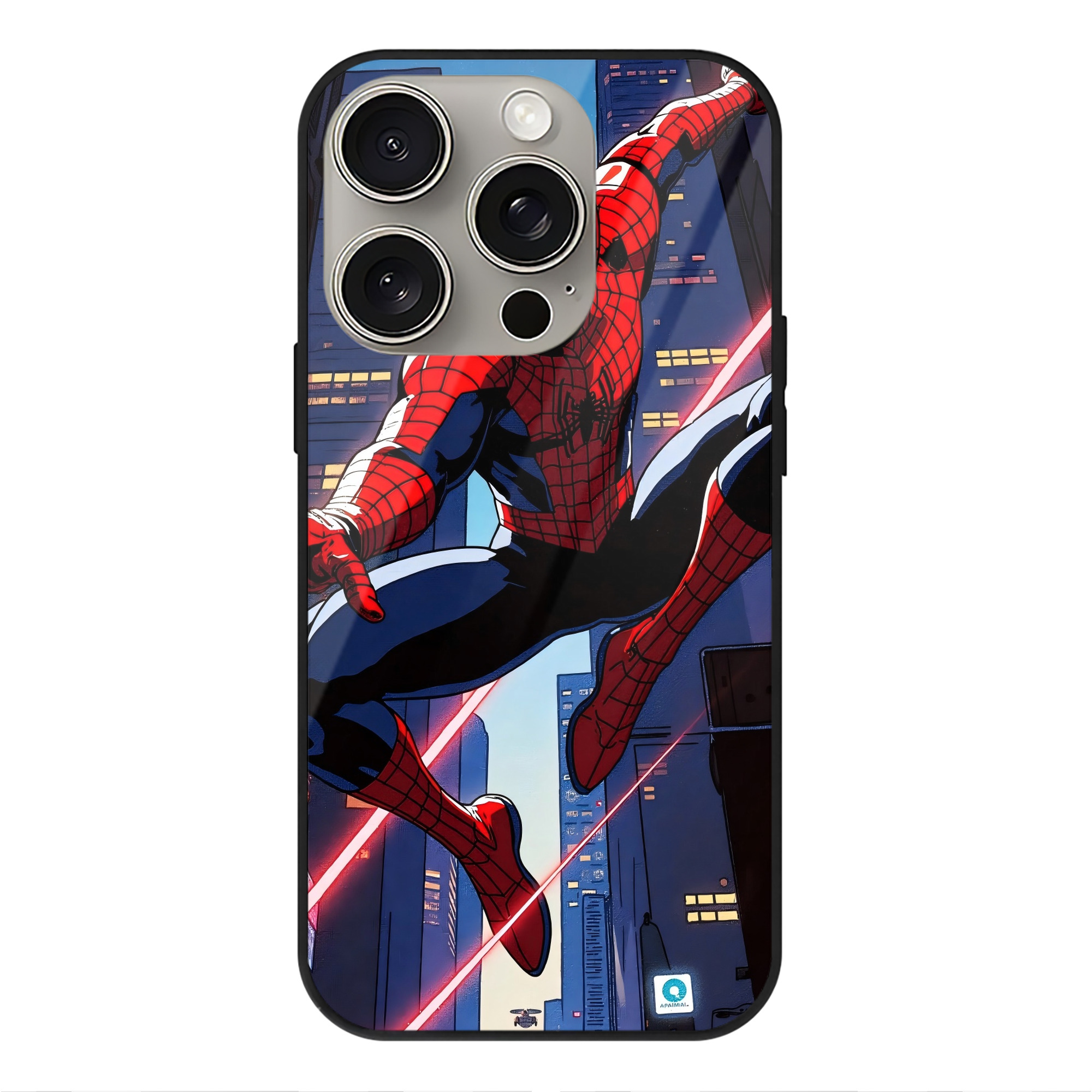 （画像用） Spider Man スパイダーマン 【iPhone15Pro対応】スマホケース 耐衝撃＆黄変防止 背面ガラス