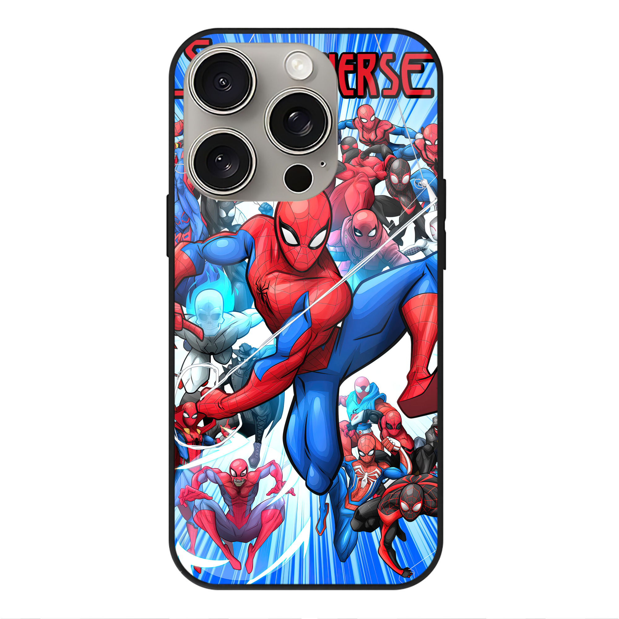 Spider Man スパイダーマン 【iPhone15Pro対応】スマホケース 耐衝撃＆黄変防止 背面ガラス