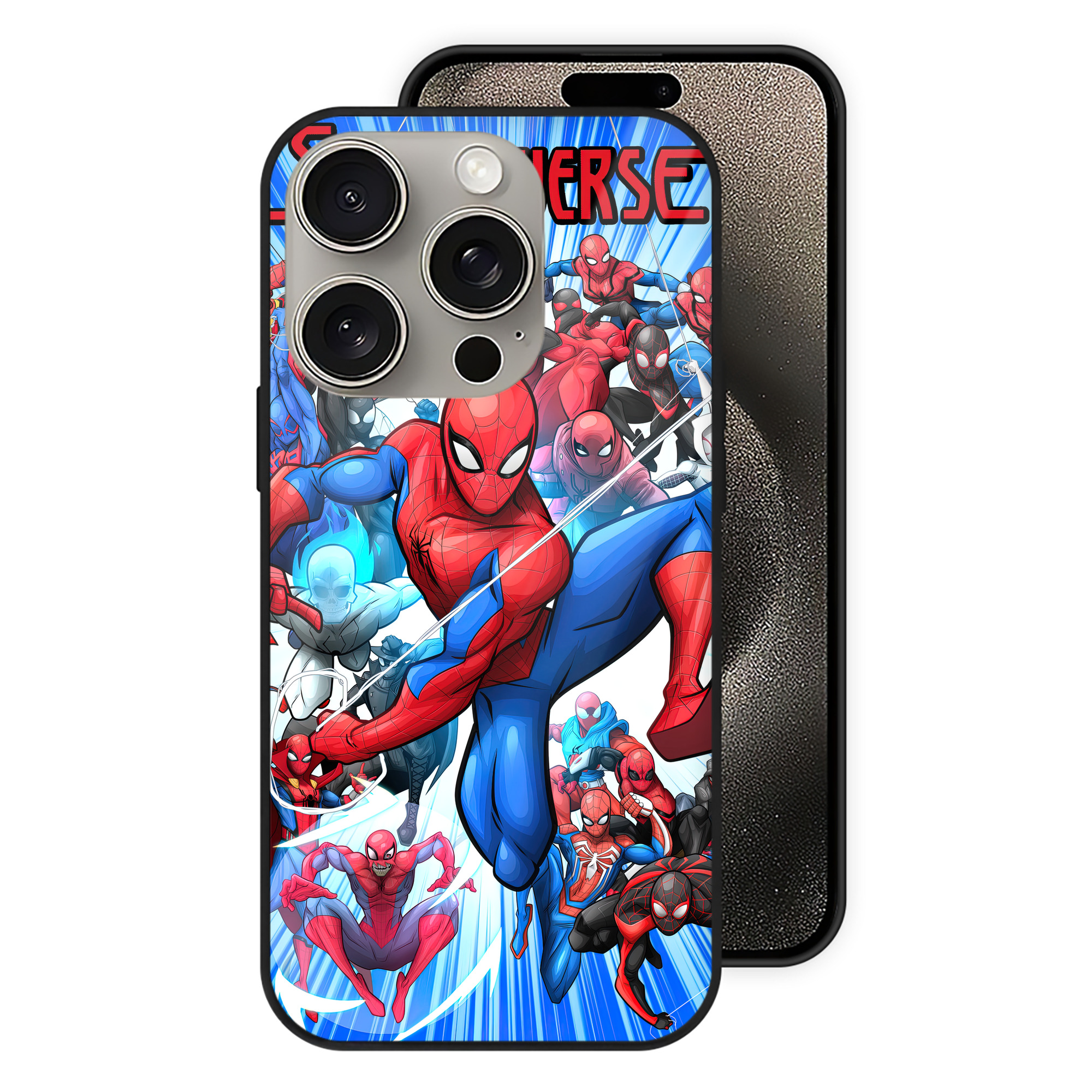 Spider Man スパイダーマン 【iPhone15Pro対応】スマホケース 耐衝撃＆黄変防止 背面ガラス