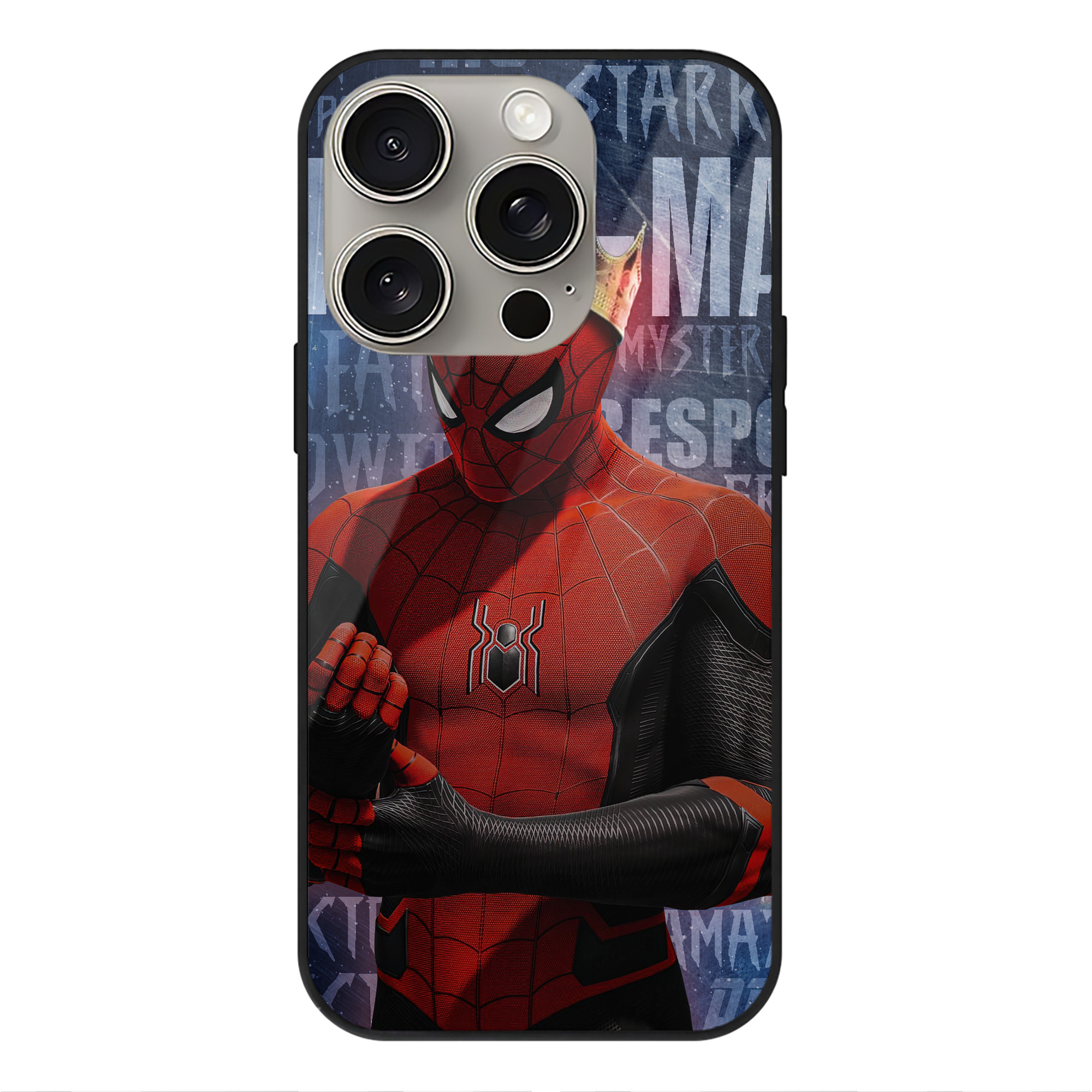 Spider Man スパイダーマン 【iPhone15Pro対応】スマホケース 耐衝撃＆黄変防止 背面ガラス