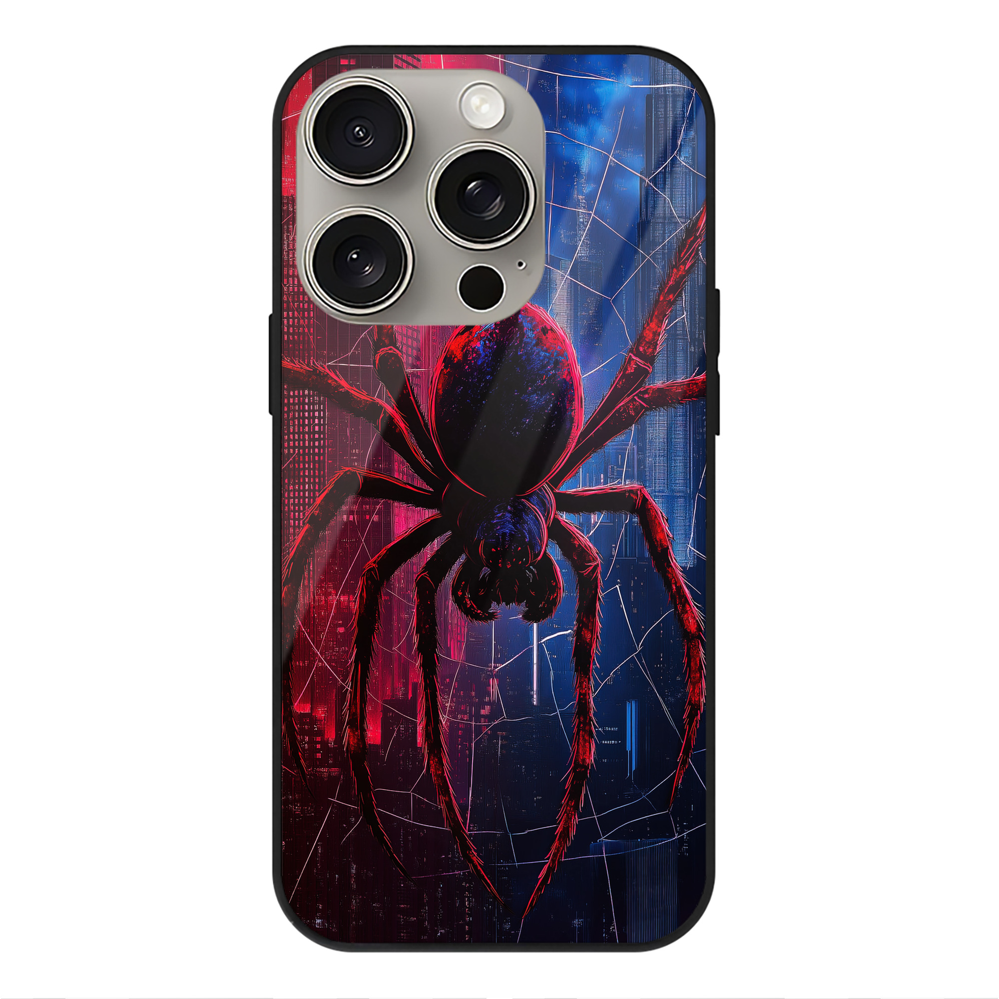 （画像用） Spider Man スパイダーマン 【iPhone15Pro対応】スマホケース 耐衝撃＆黄変防止 背面ガラス