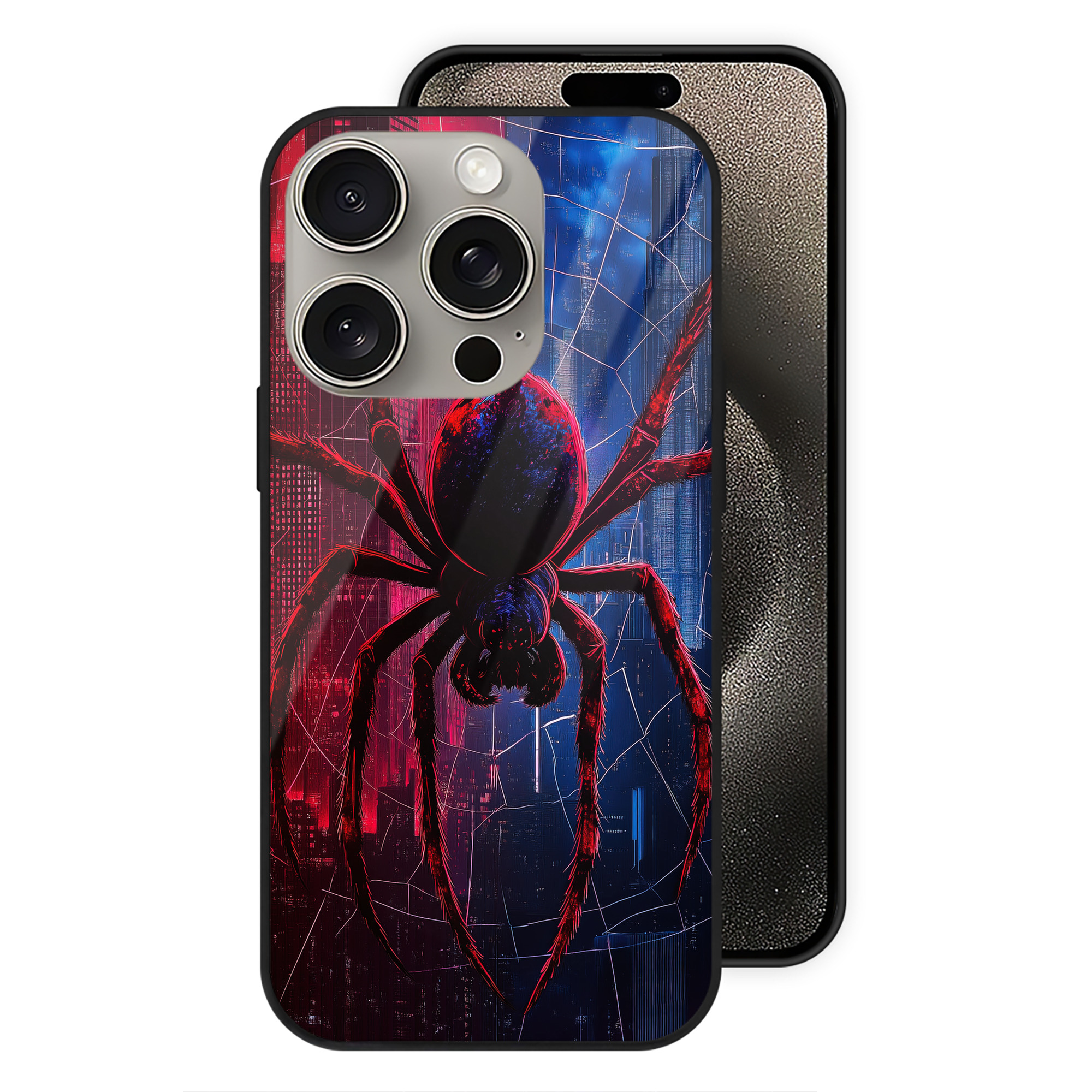 （画像用） Spider Man スパイダーマン 【iPhone15Pro対応】スマホケース 耐衝撃＆黄変防止 背面ガラス
