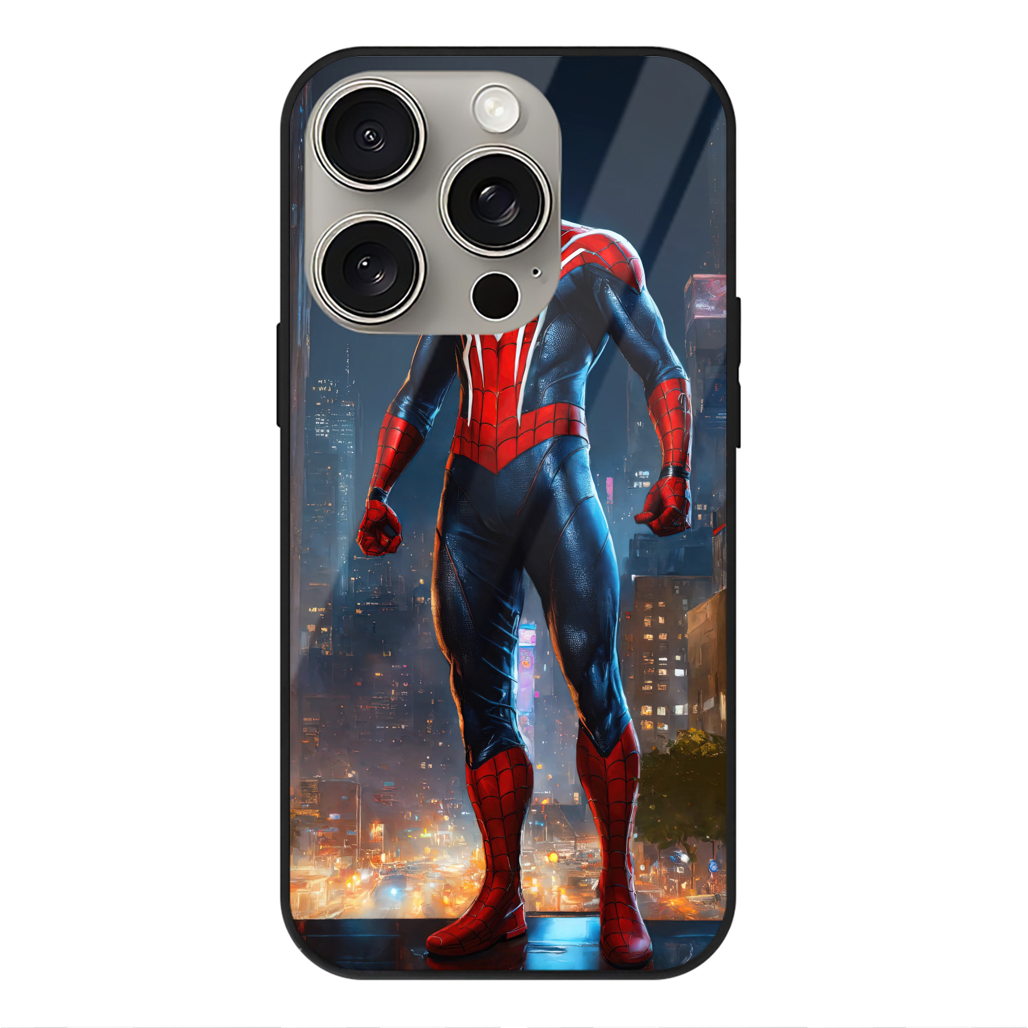 （画像用） Spider Man スパイダーマン 【iPhone15Pro対応】スマホケース 耐衝撃＆黄変防止 背面ガラス