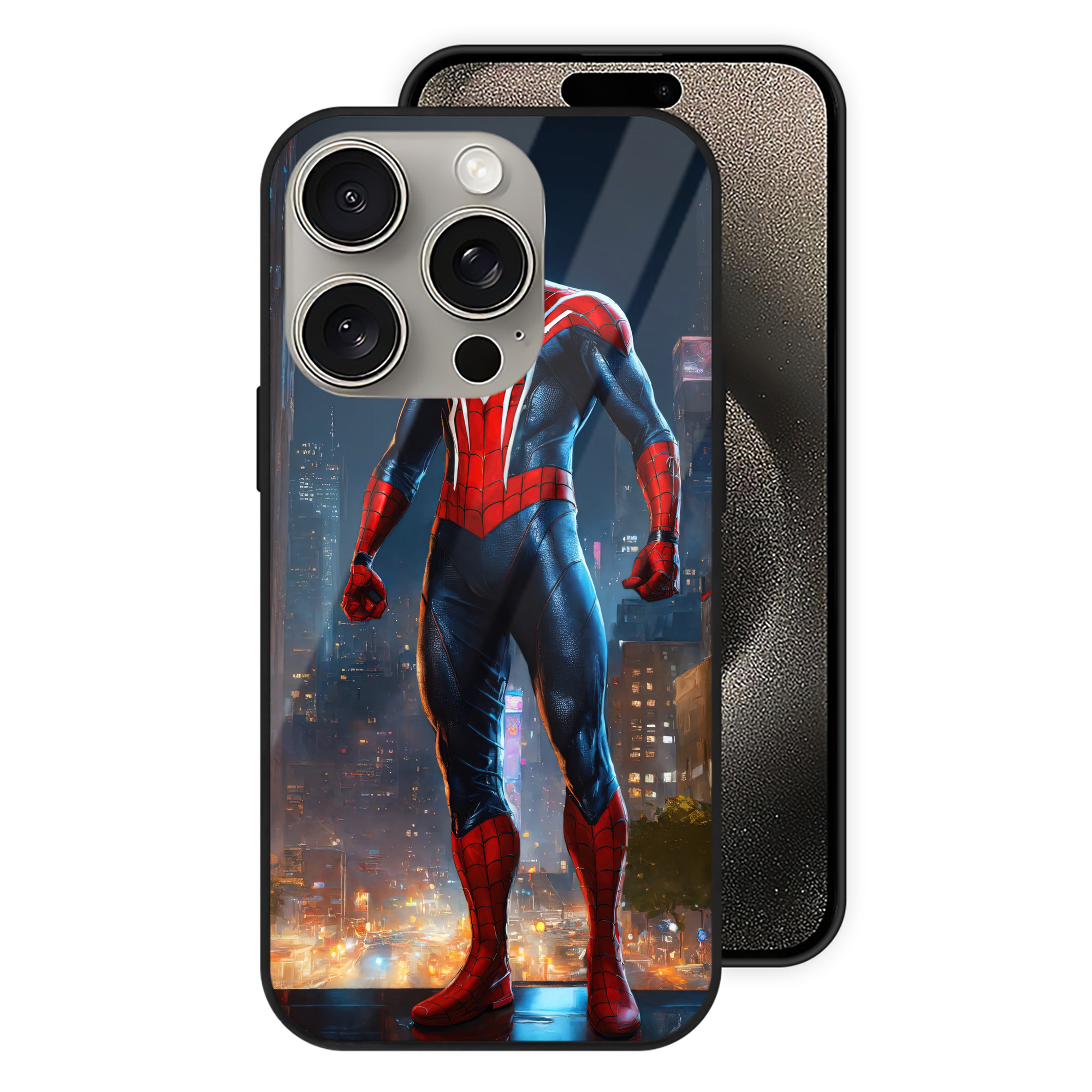 （画像用） Spider Man スパイダーマン 【iPhone15Pro対応】スマホケース 耐衝撃＆黄変防止 背面ガラス