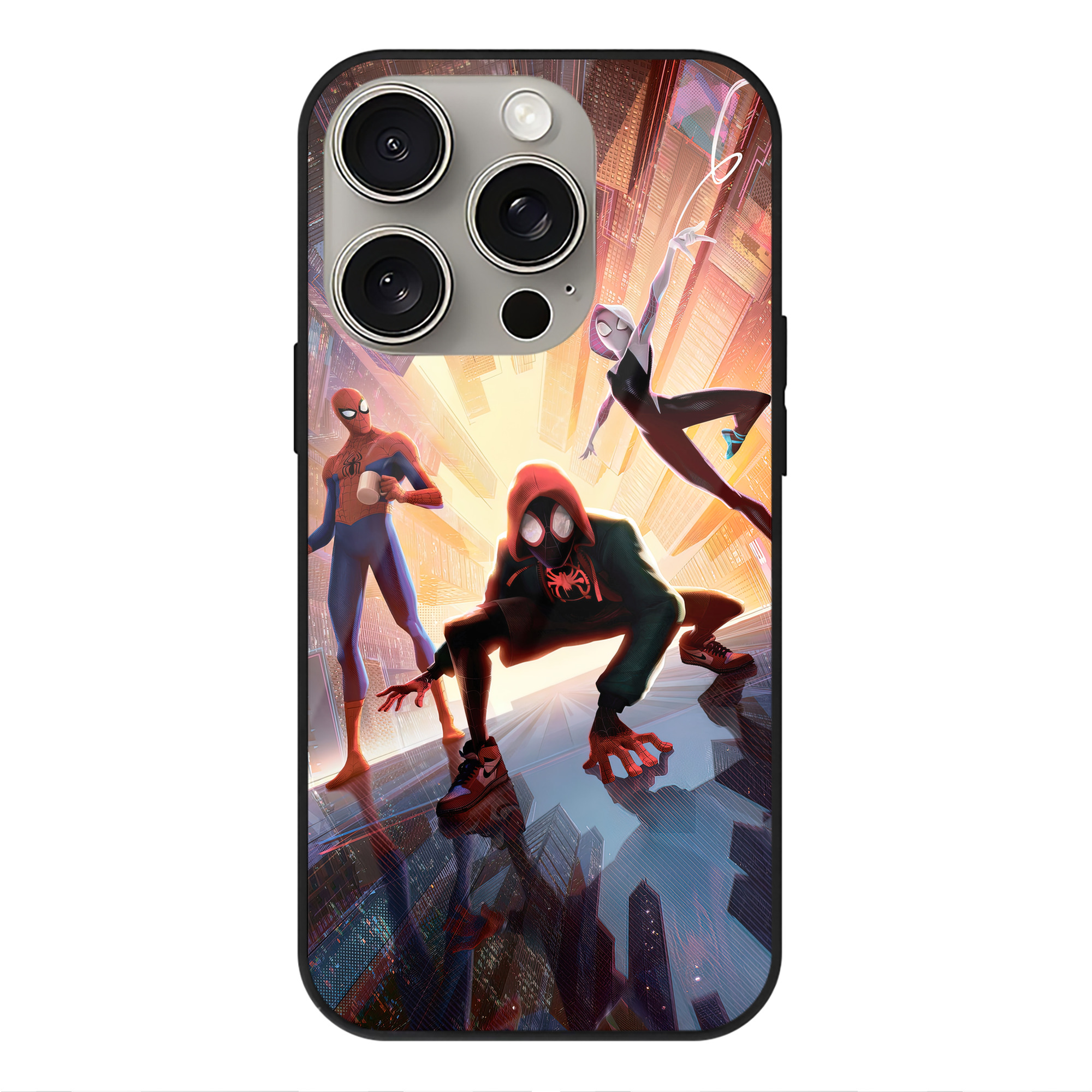 Spider Man スパイダーマン 【iPhone15Pro対応】スマホケース 耐衝撃＆黄変防止 背面ガラス