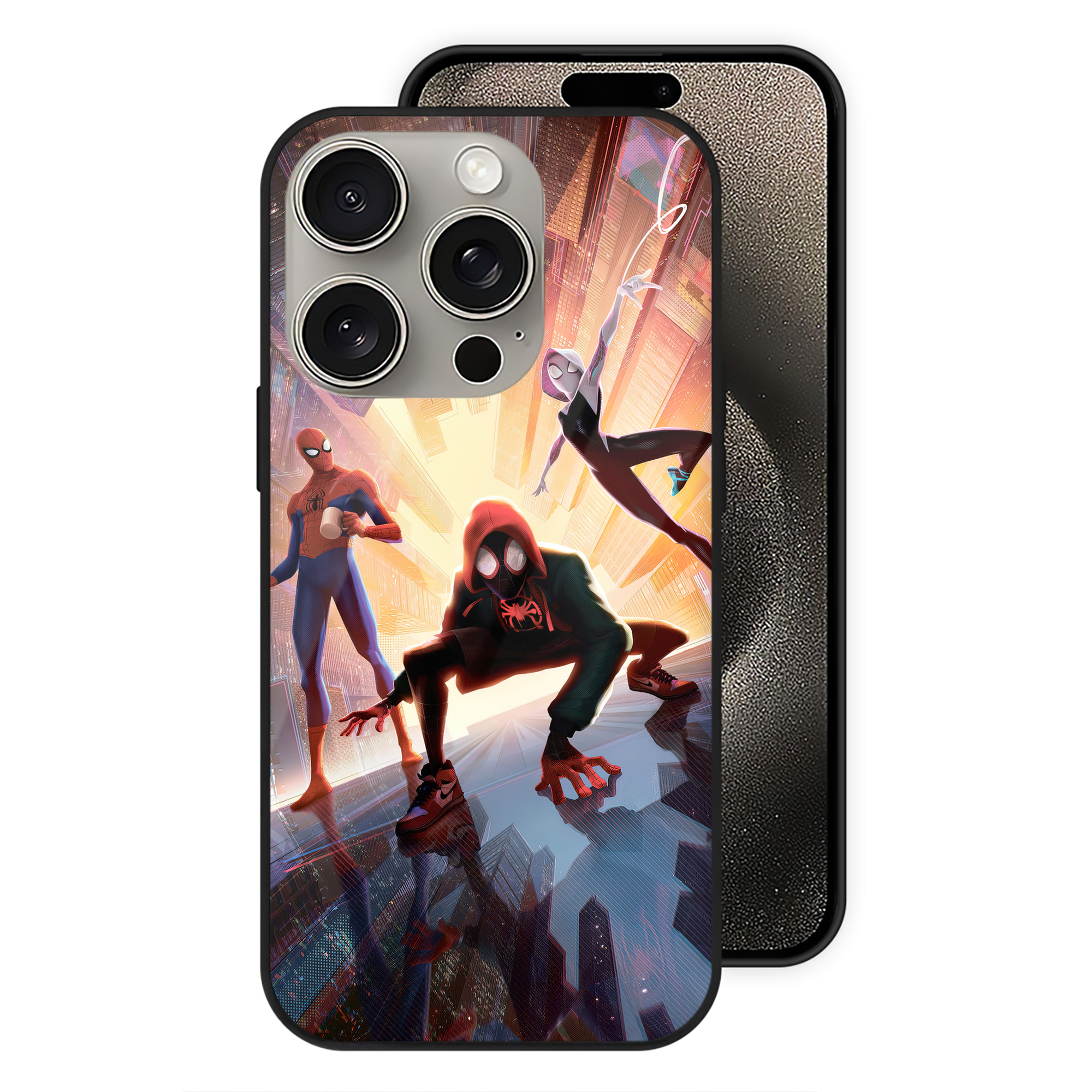 Spider Man スパイダーマン 【iPhone15Pro対応】スマホケース 耐衝撃＆黄変防止 背面ガラス