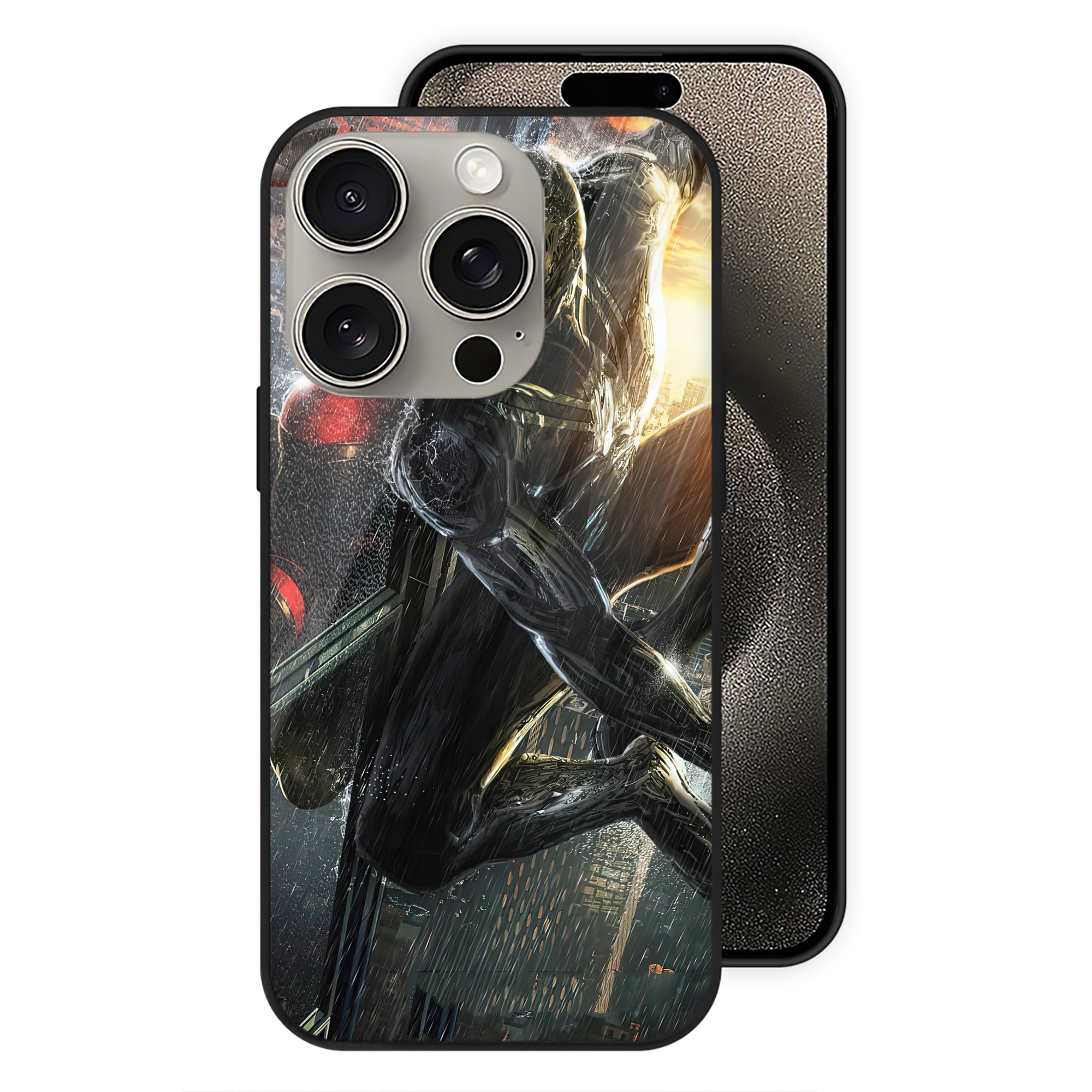 （画像用） Spider Man スパイダーマン 【iPhone15Pro対応】スマホケース 耐衝撃＆黄変防止 背面ガラス