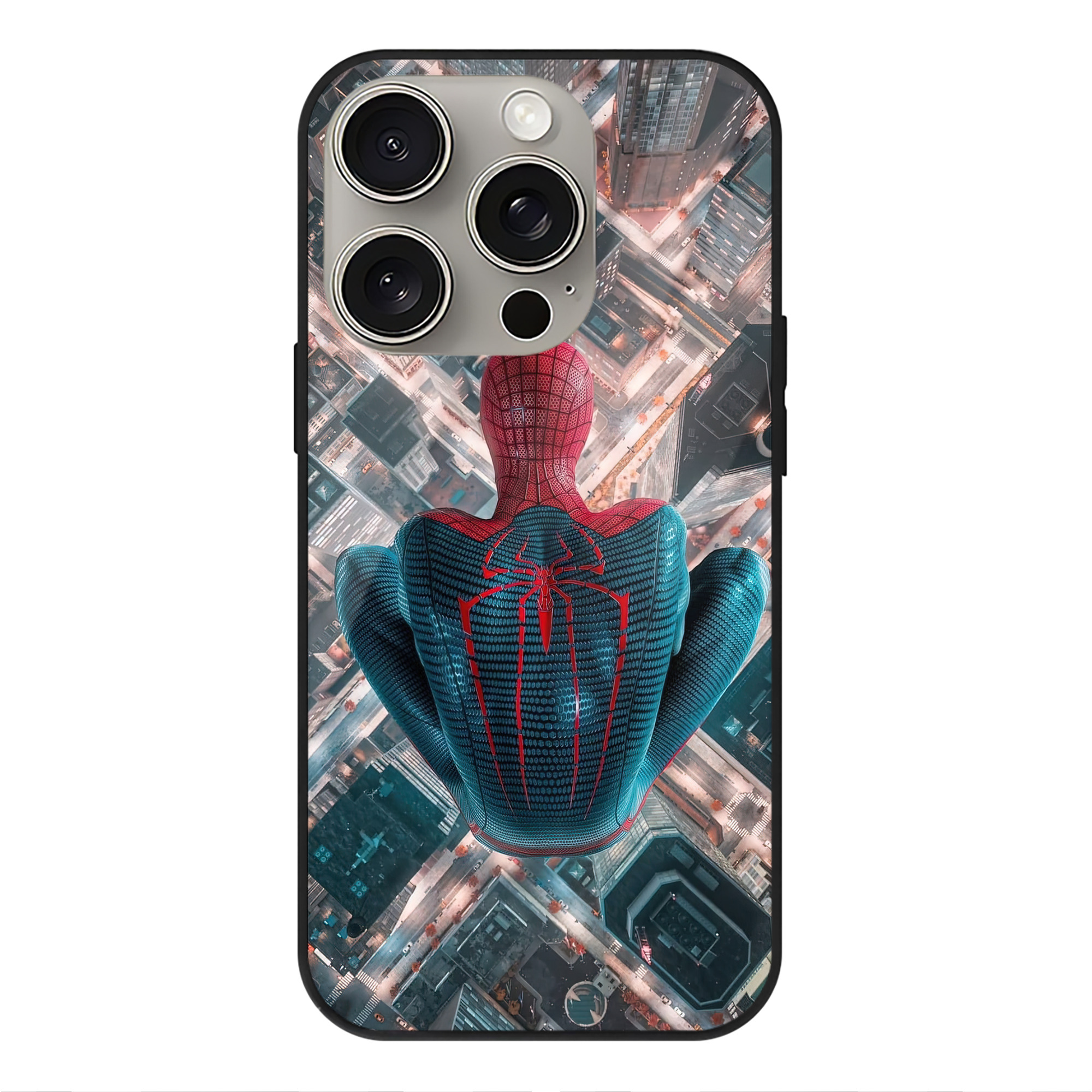 （画像用） Spider Man スパイダーマン 【iPhone15Pro対応】スマホケース 耐衝撃＆黄変防止 背面ガラス