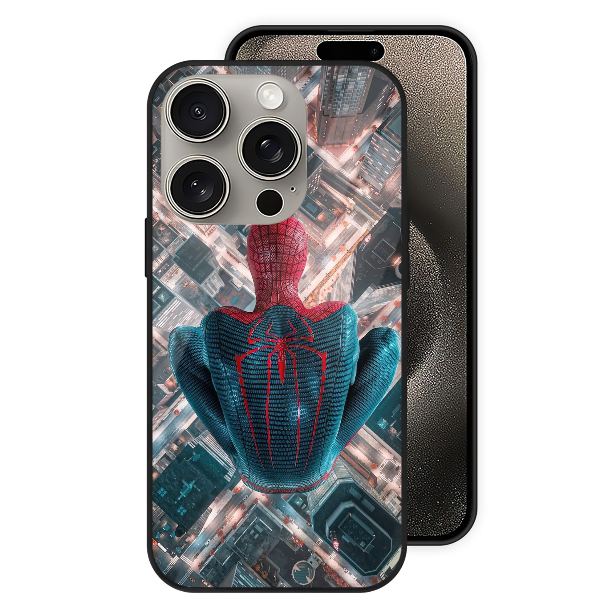 （画像用） Spider Man スパイダーマン 【iPhone15Pro対応】スマホケース 耐衝撃＆黄変防止 背面ガラス