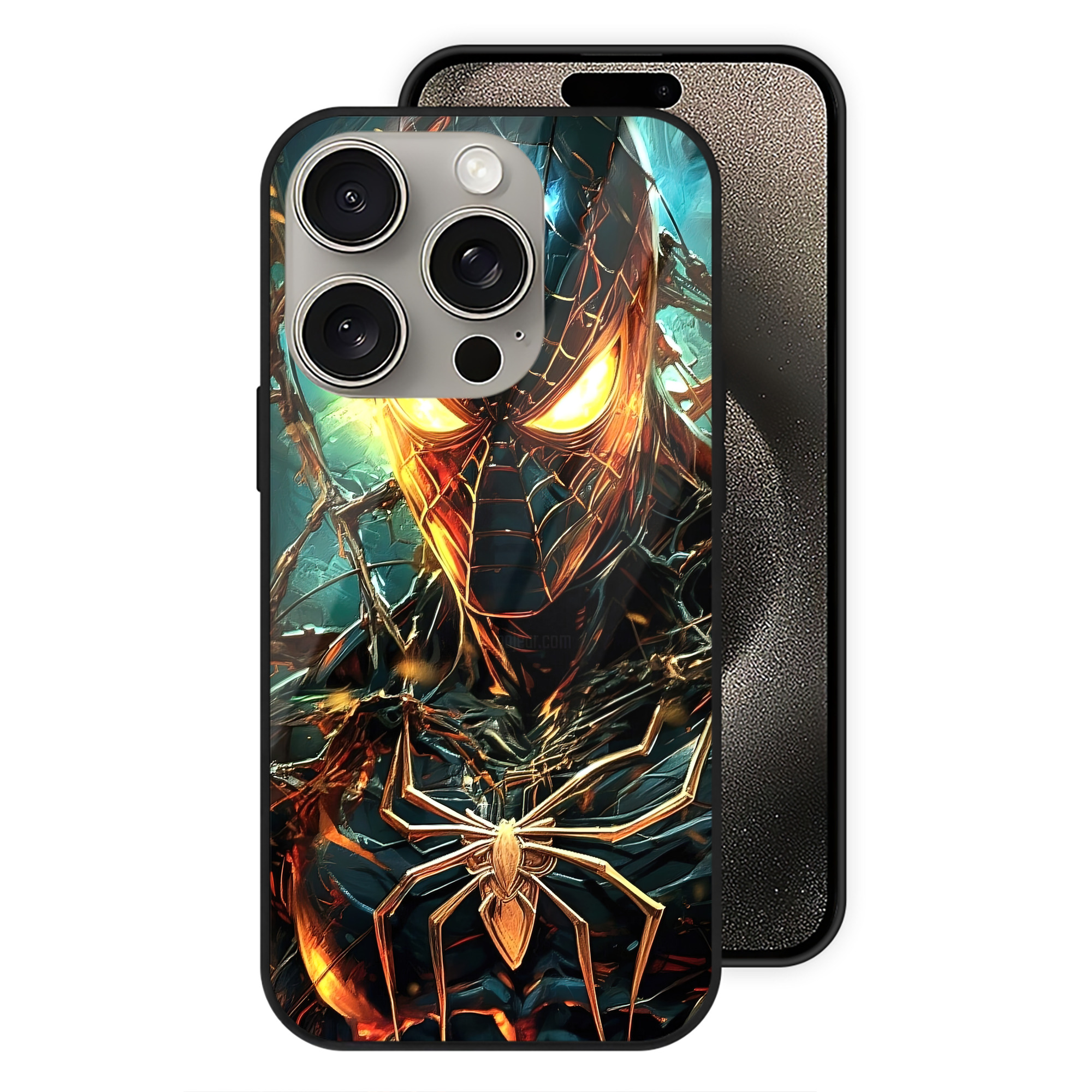 Spider Man スパイダーマン 【iPhone15Pro対応】スマホケース 耐衝撃＆黄変防止 背面ガラス