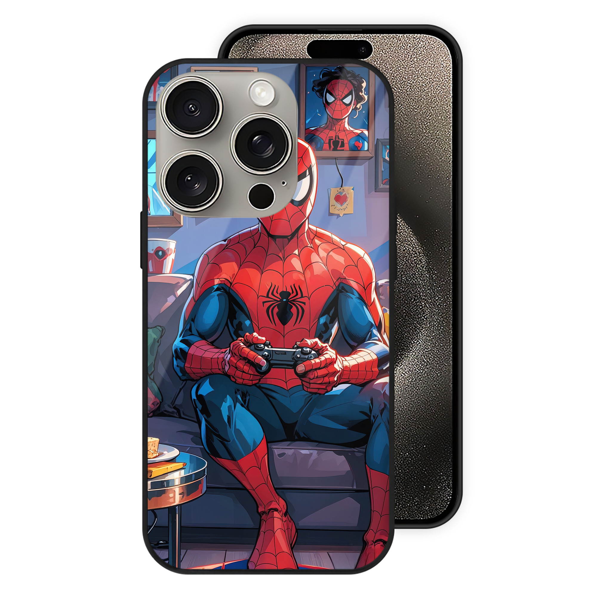 Spider Man スパイダーマン 【iPhone15Pro対応】スマホケース 耐衝撃＆黄変防止 背面ガラス