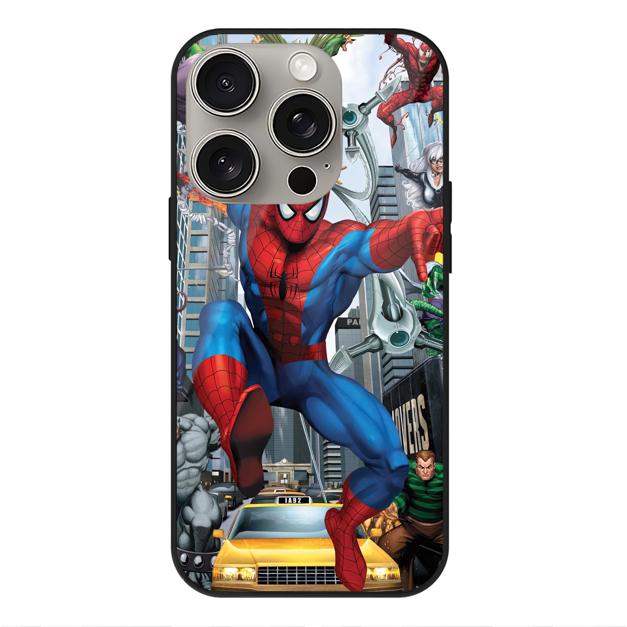 （画像用） Spider Man スパイダーマン 【iPhone15Pro対応】スマホケース 耐衝撃＆黄変防止 背面ガラス