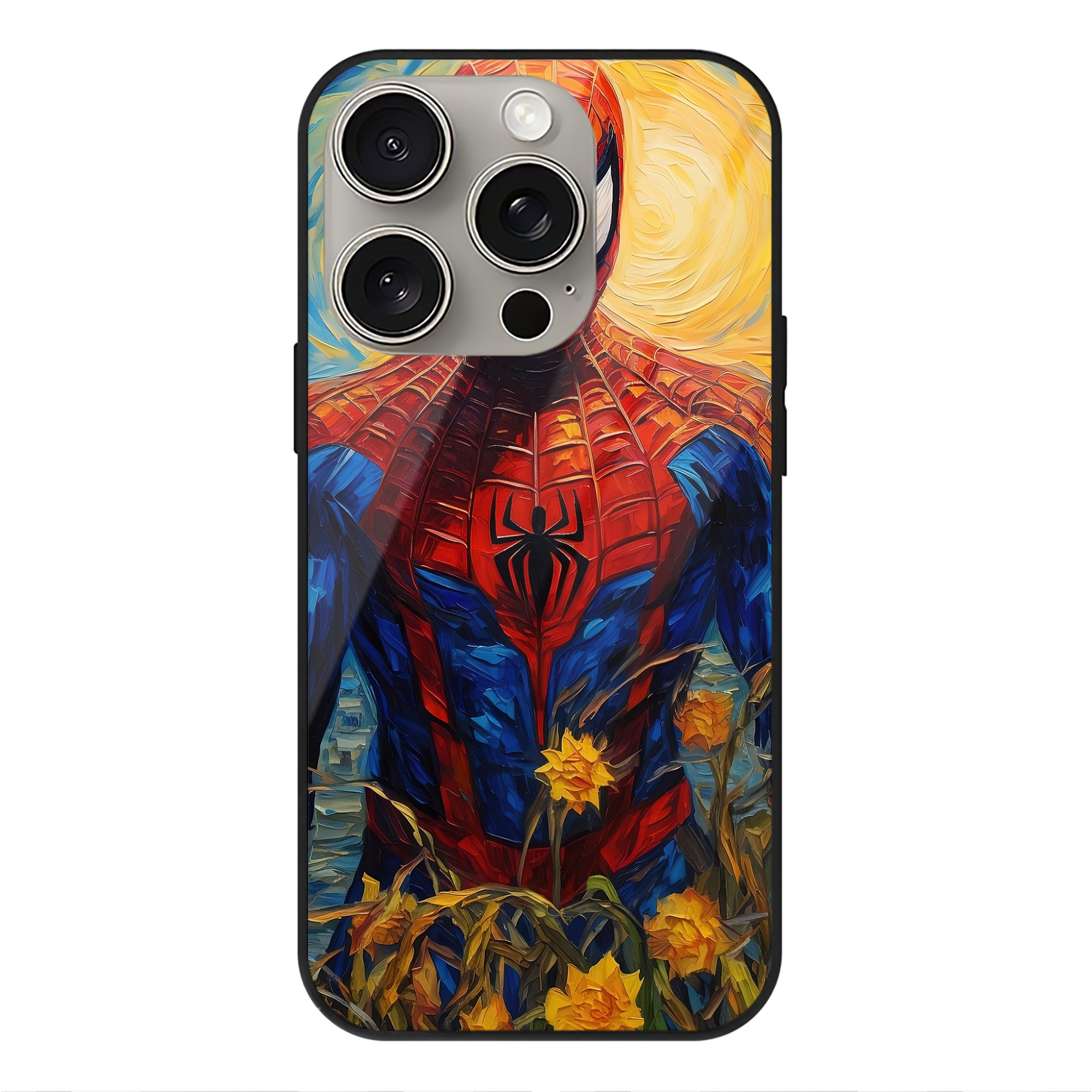 （画像用） Spider Man スパイダーマン 【iPhone15Pro対応】スマホケース 耐衝撃＆黄変防止 背面ガラス
