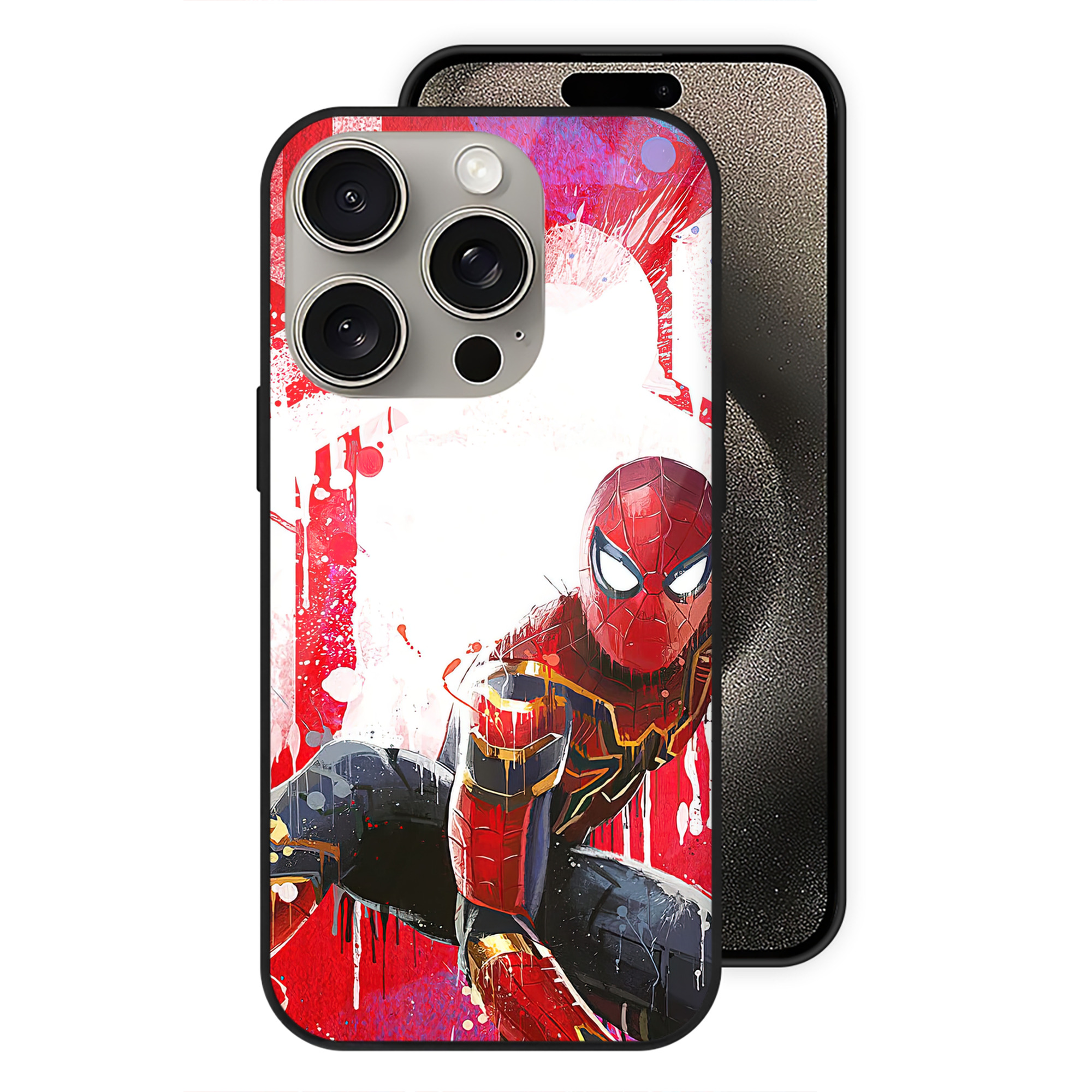 （画像用） Spider Man スパイダーマン 【iPhone15Pro対応】スマホケース 耐衝撃＆黄変防止 背面ガラス