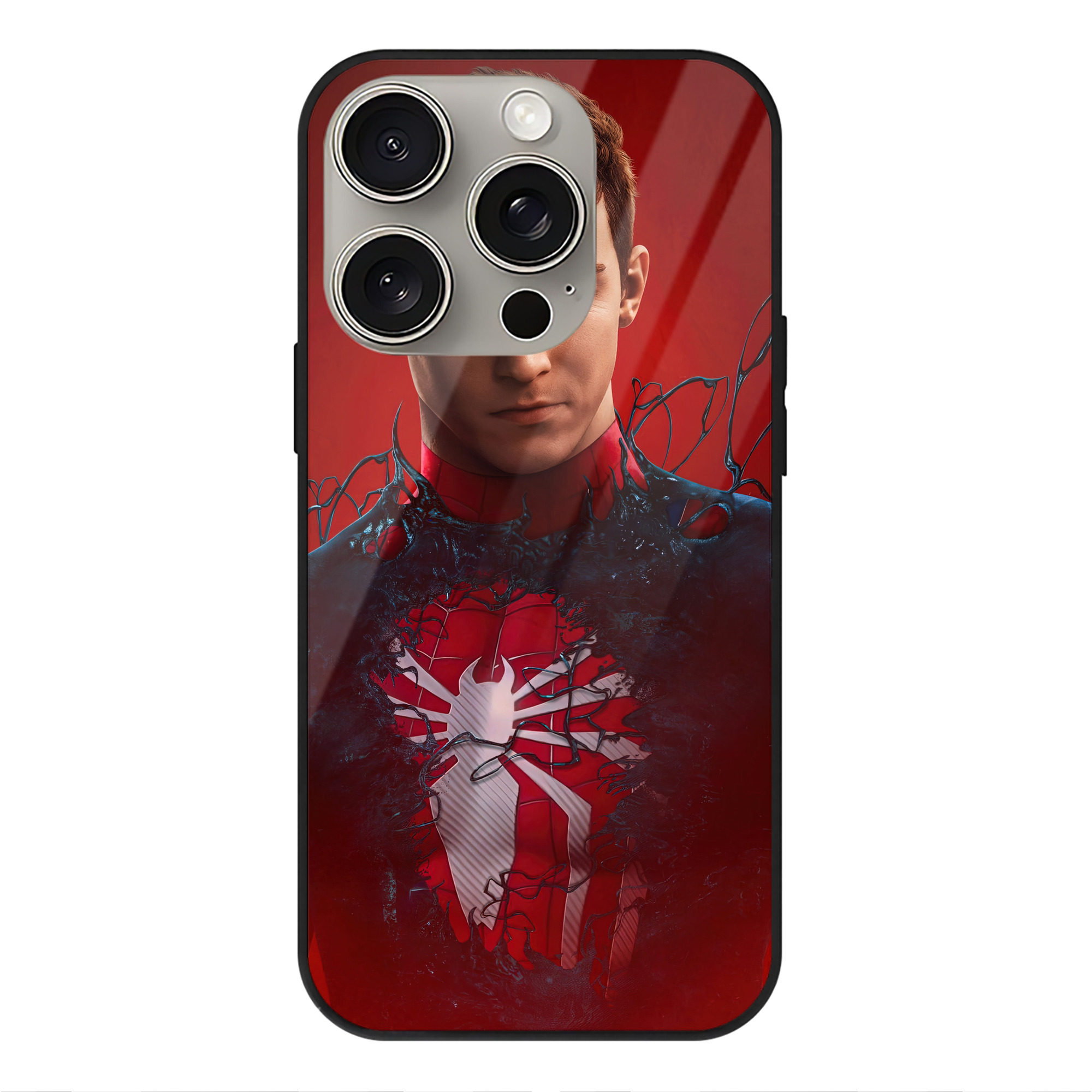 Spider Man スパイダーマン 【iPhone15Pro対応】スマホケース 耐衝撃＆黄変防止 背面ガラス