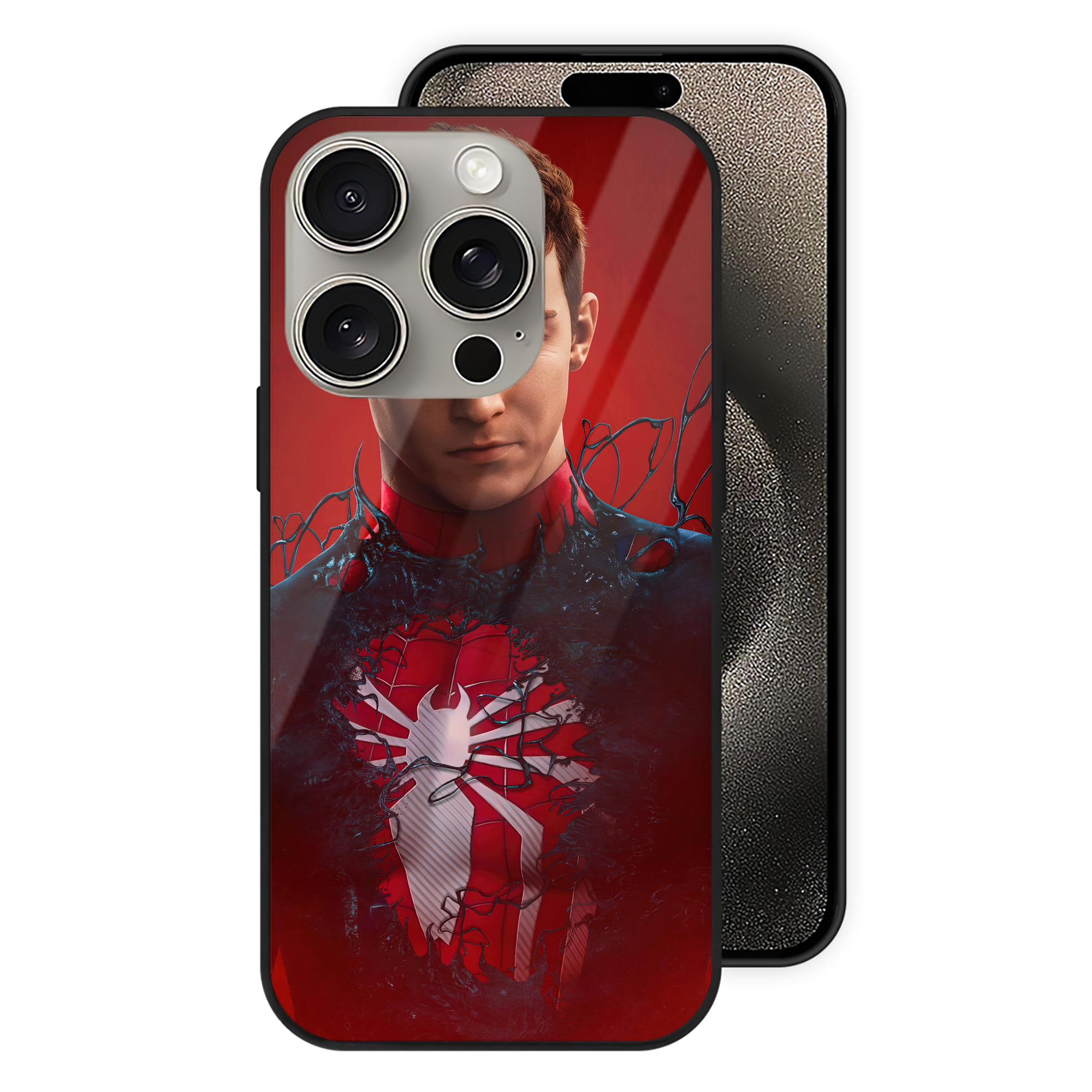 Spider Man スパイダーマン 【iPhone15Pro対応】スマホケース 耐衝撃＆黄変防止 背面ガラス