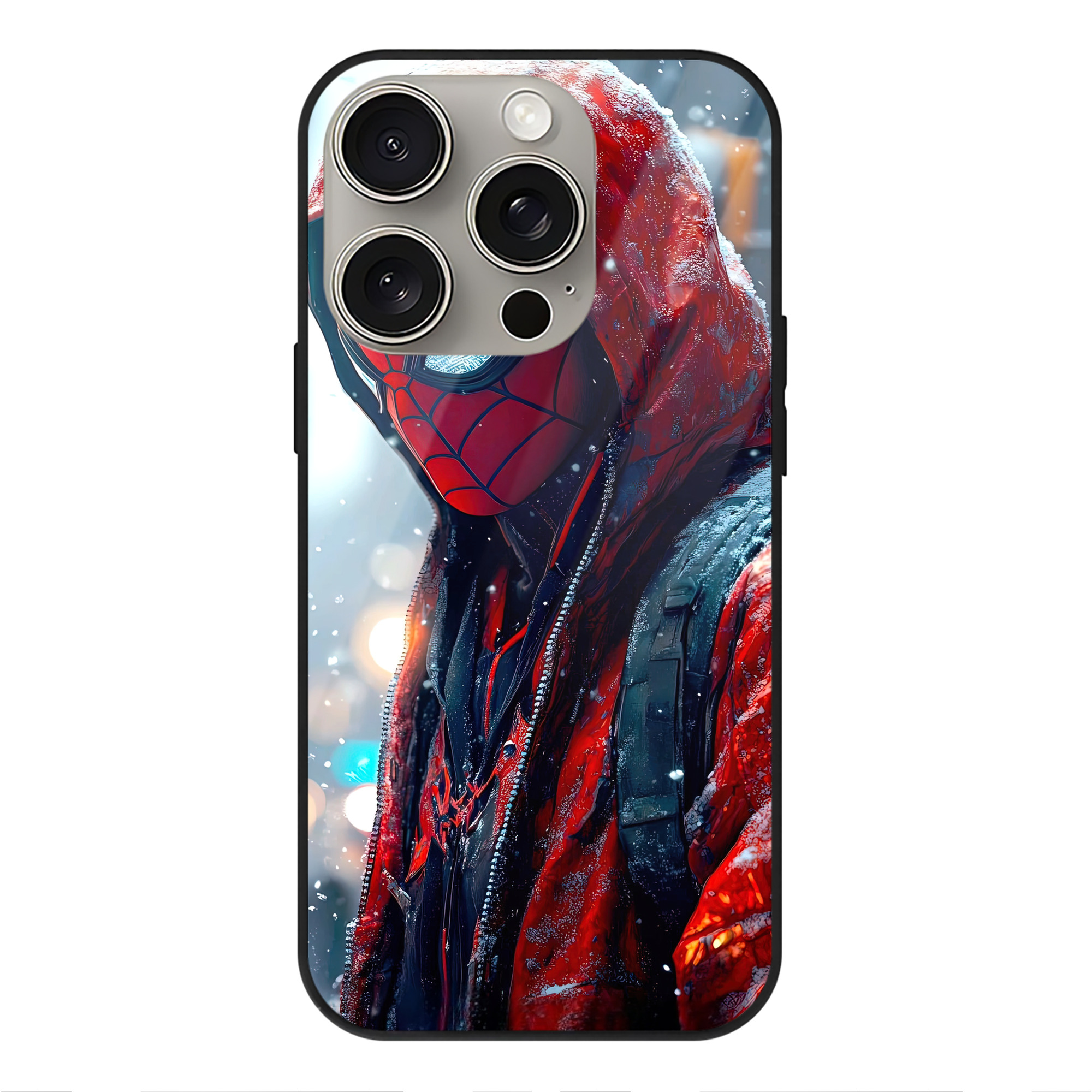 Spider Man スパイダーマン 【iPhone15Pro対応】スマホケース 耐衝撃＆黄変防止 背面ガラス