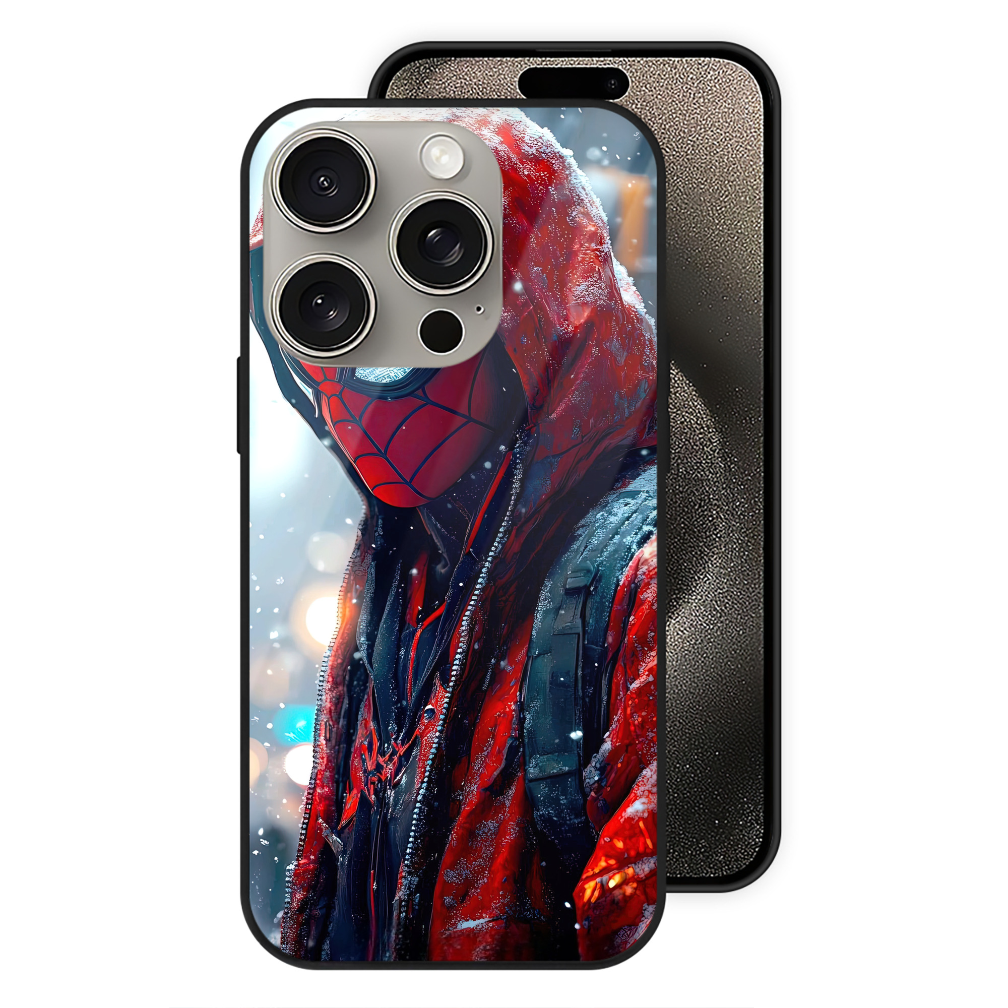 Spider Man スパイダーマン 【iPhone15Pro対応】スマホケース 耐衝撃＆黄変防止 背面ガラス