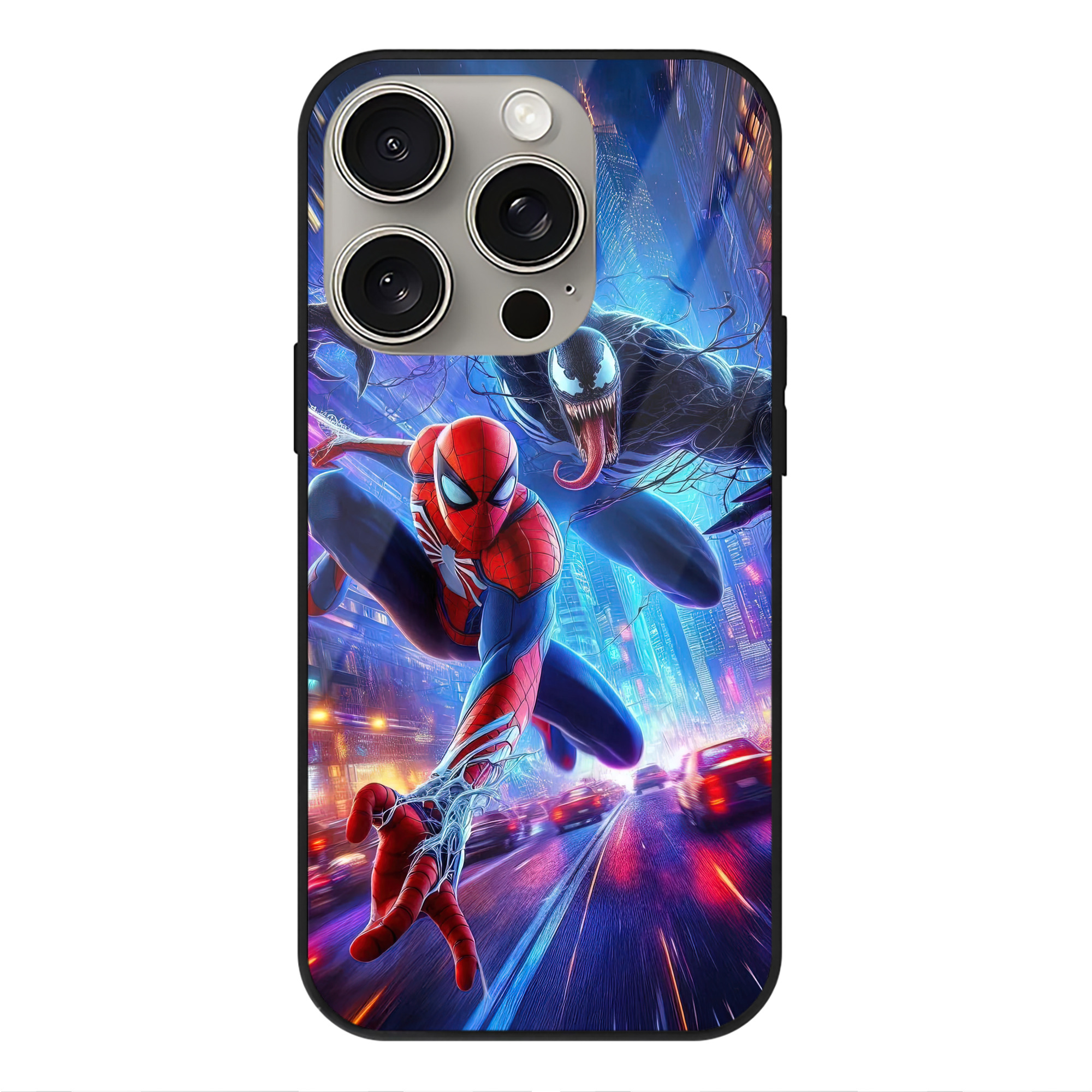 Spider Man スパイダーマン 【iPhone15Pro対応】スマホケース 耐衝撃＆黄変防止 背面ガラス