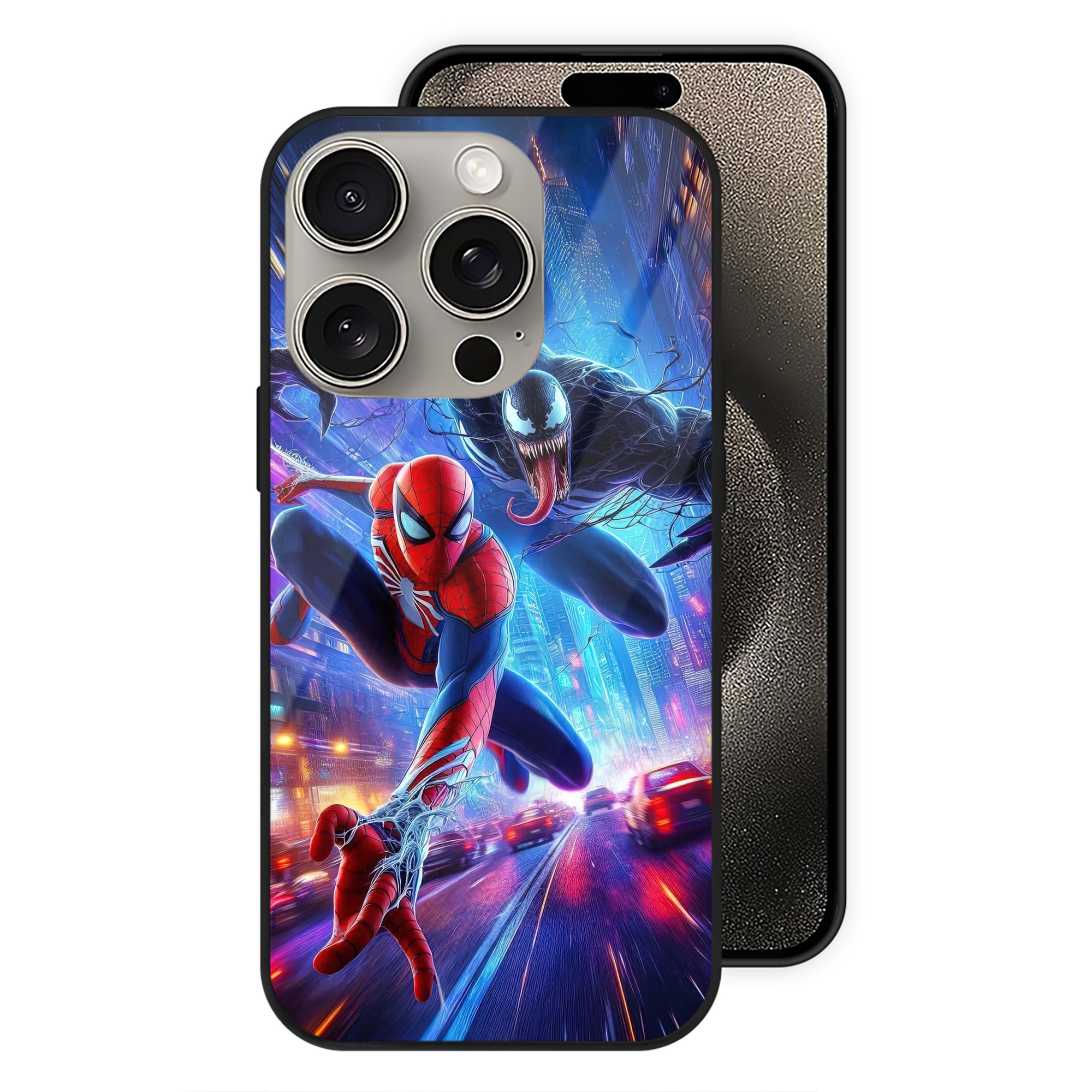 Spider Man スパイダーマン 【iPhone15Pro対応】スマホケース 耐衝撃＆黄変防止 背面ガラス