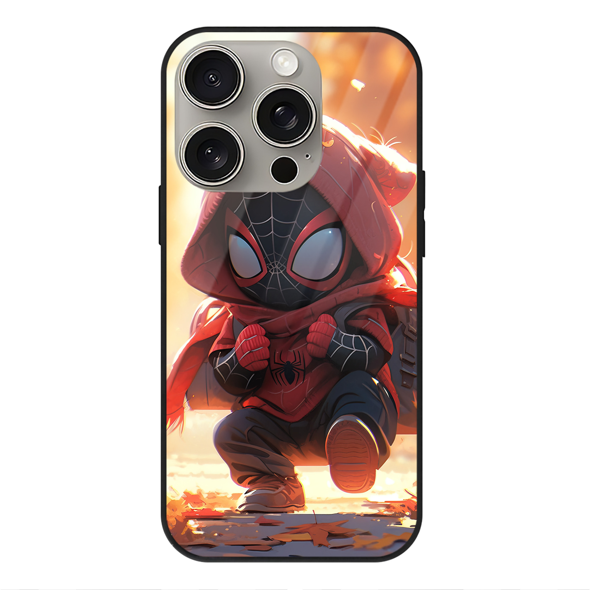 Spider Man スパイダーマン 【iPhone15Pro対応】スマホケース 耐衝撃＆黄変防止 背面ガラス