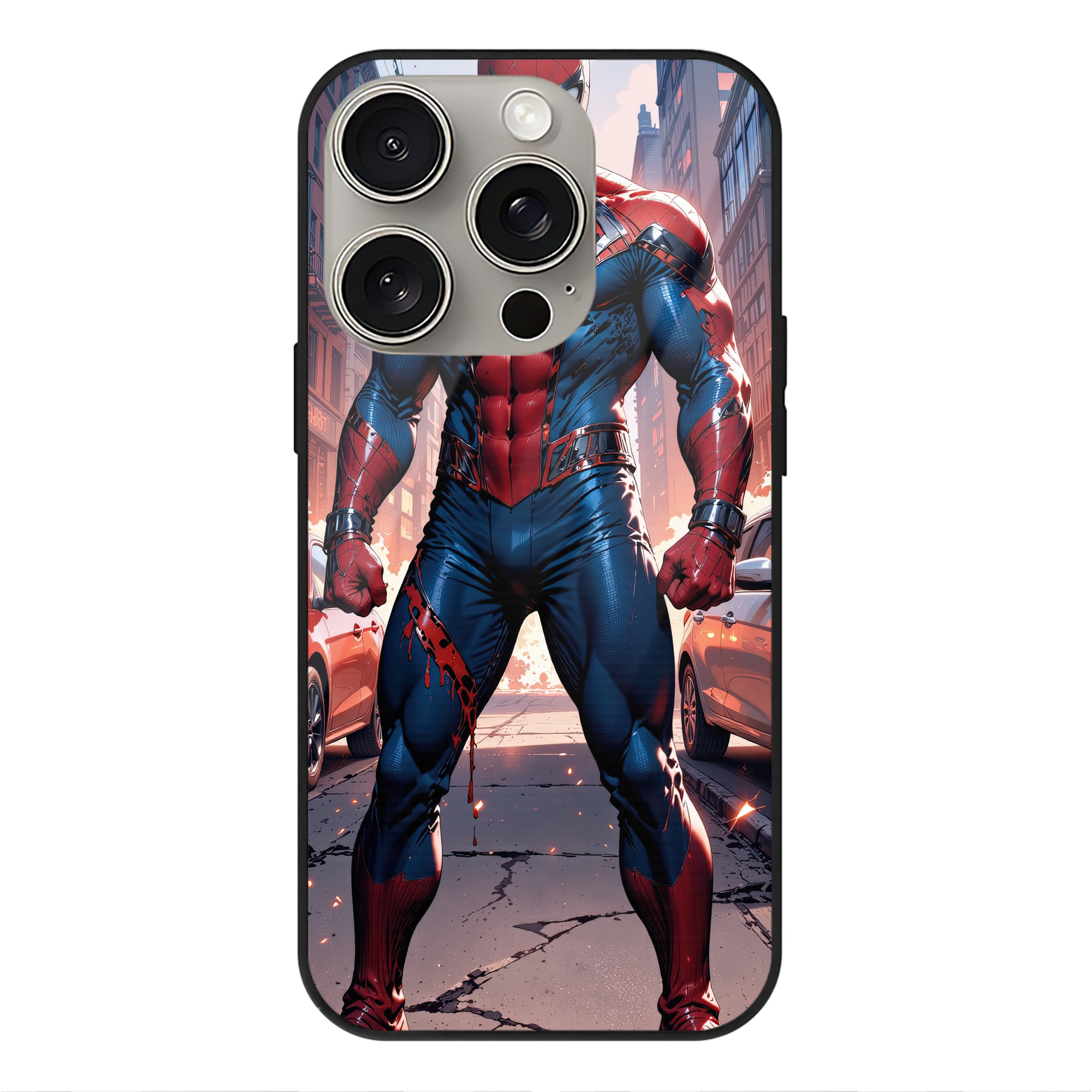 Spider Man スパイダーマン 【iPhone15Pro対応】スマホケース 耐衝撃＆黄変防止 背面ガラス