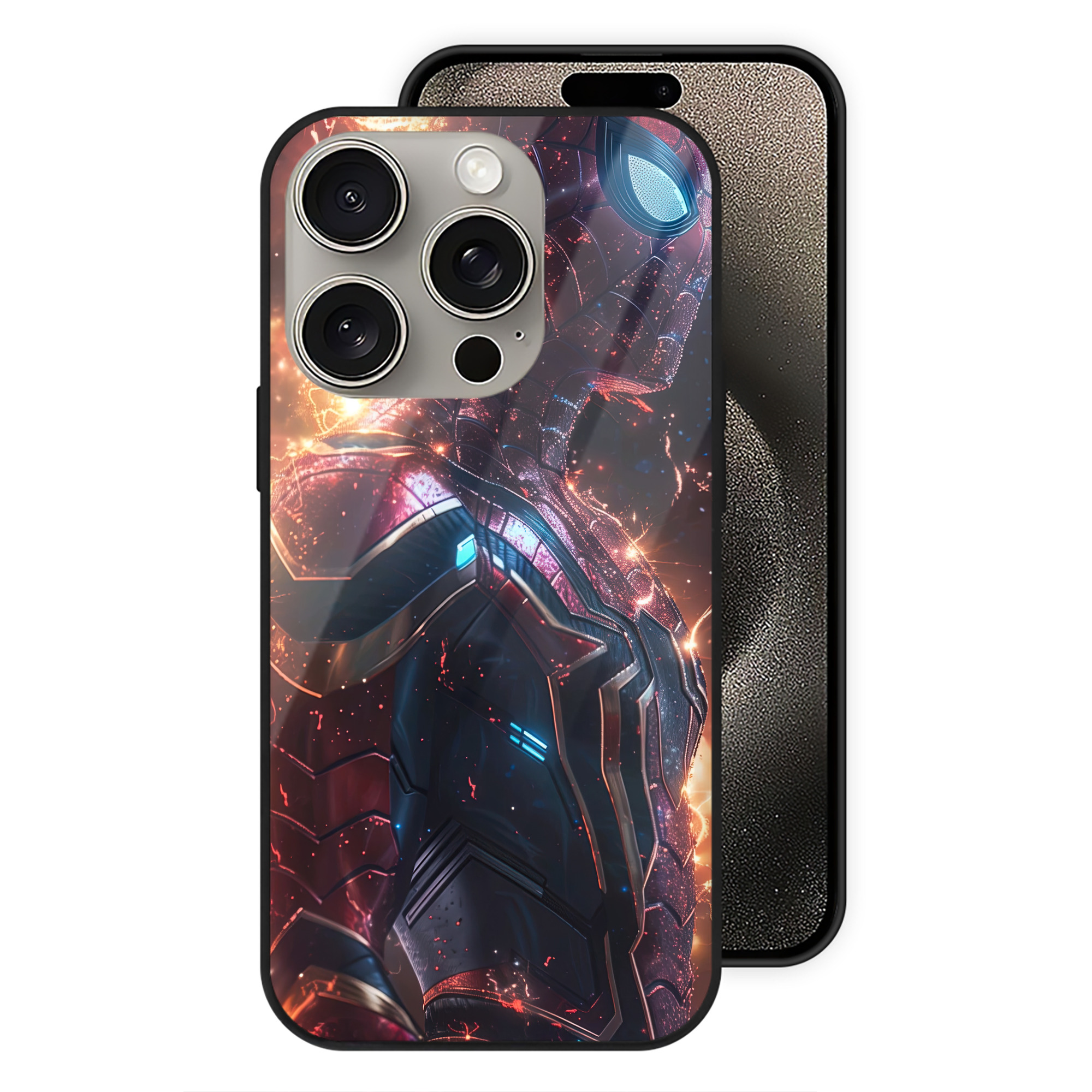 Spider Man スパイダーマン 【iPhone15Pro対応】スマホケース 耐衝撃＆黄変防止 背面ガラス